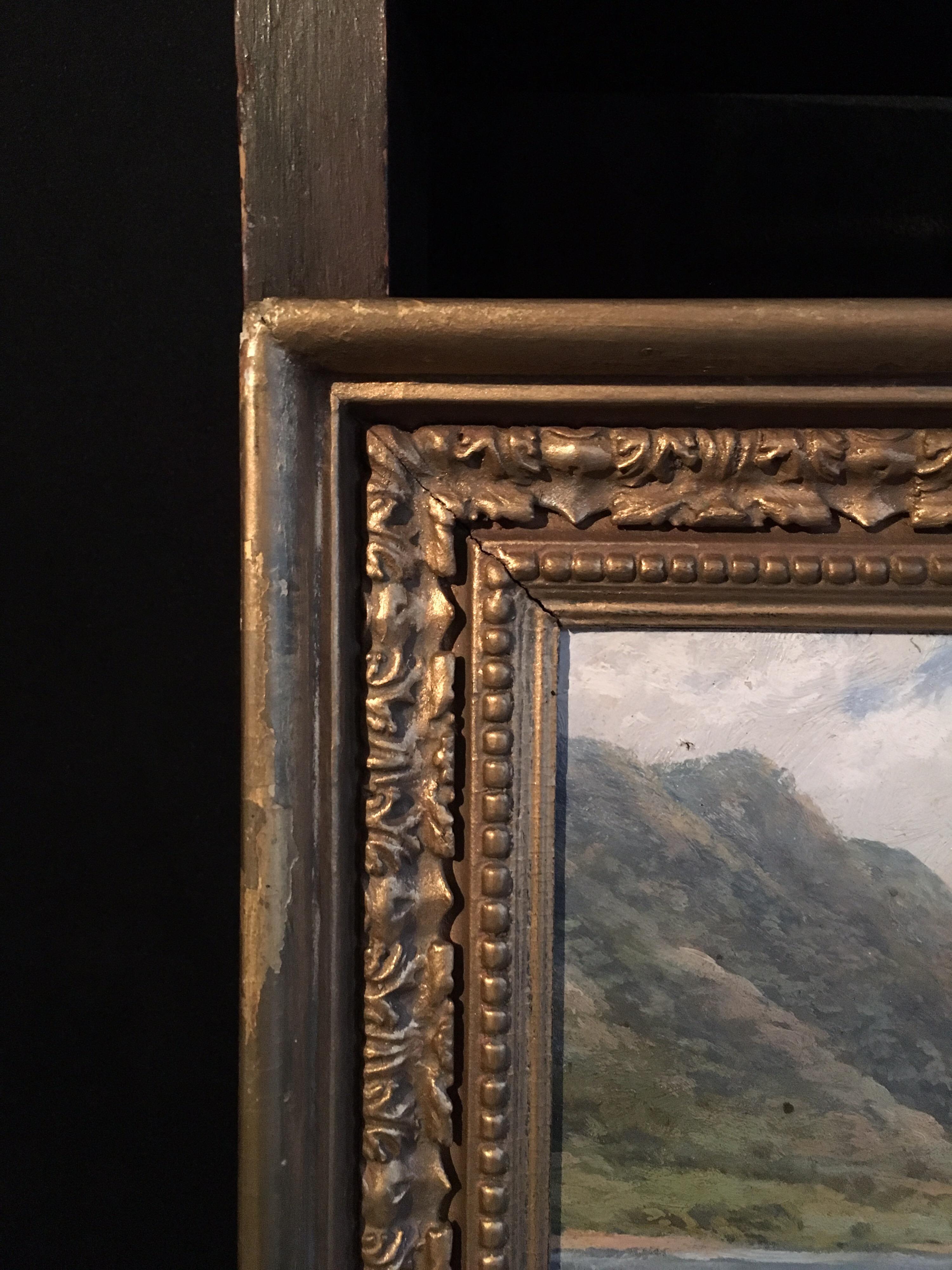 Antique Scottish Landscape, Circa 1800s, Loch Lomond, Signed Elegant Frame 1