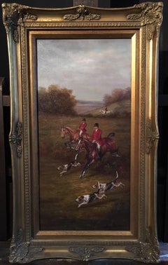 Fox Hunt Original Oil Painting (1), Impressionist Landscape, British, Signed