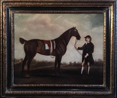 Horse and Owner Portrait, Equestrian Oil Painting, Classical Style, Framed