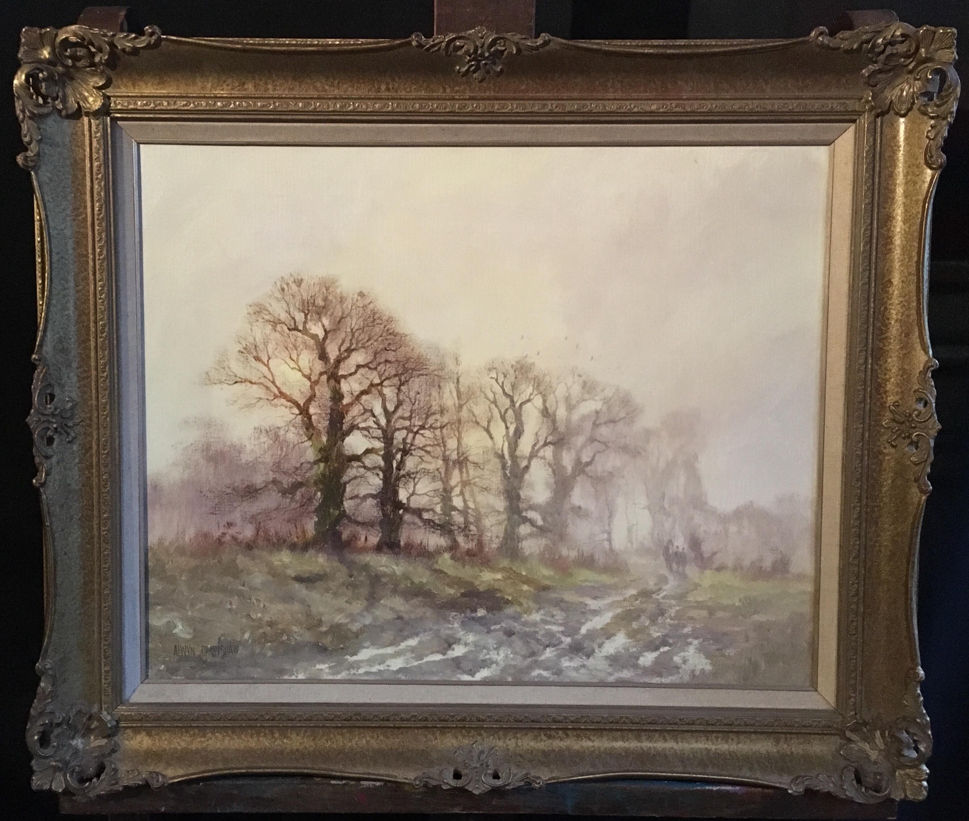 Misty Morning, Impressionist Landscape, Signed, Famous British Artist - Painting by Alwyn Crawshaw