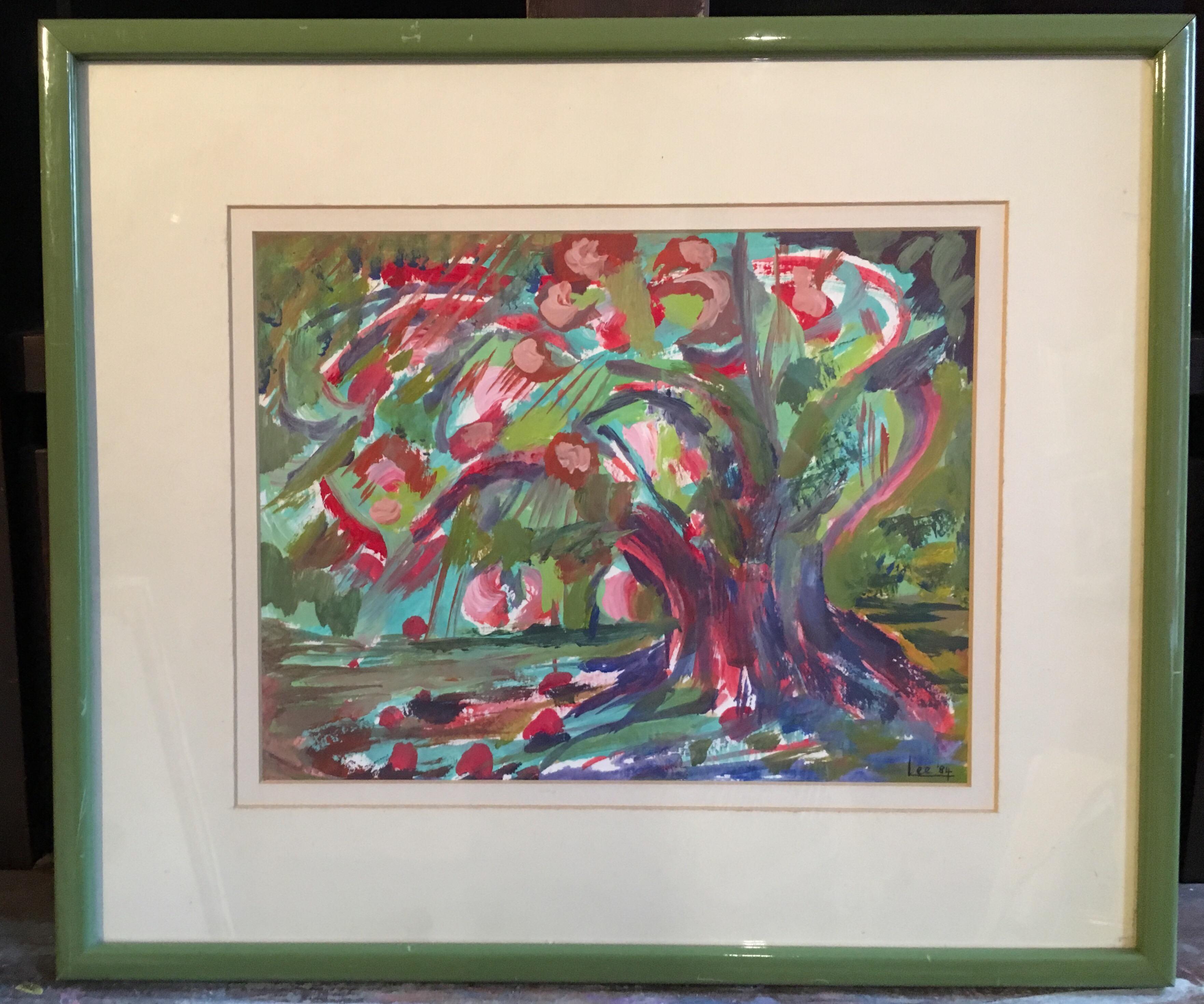 Multicoloured Abstract Oil Painting, Signed and Dated
By British artist Gillian Lee, late 20th Century
Signed and dated '84 by the artist on the lower right hand corner
Oil painting on board, framed
Framed size: 15 x 18 inches

Fabulous abstract of