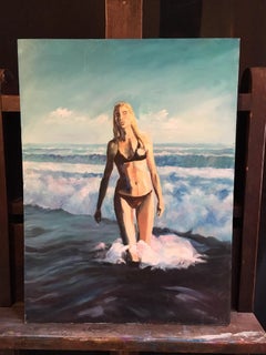 Blonde Bather, Impressionist Portrait, Original Oil Painting