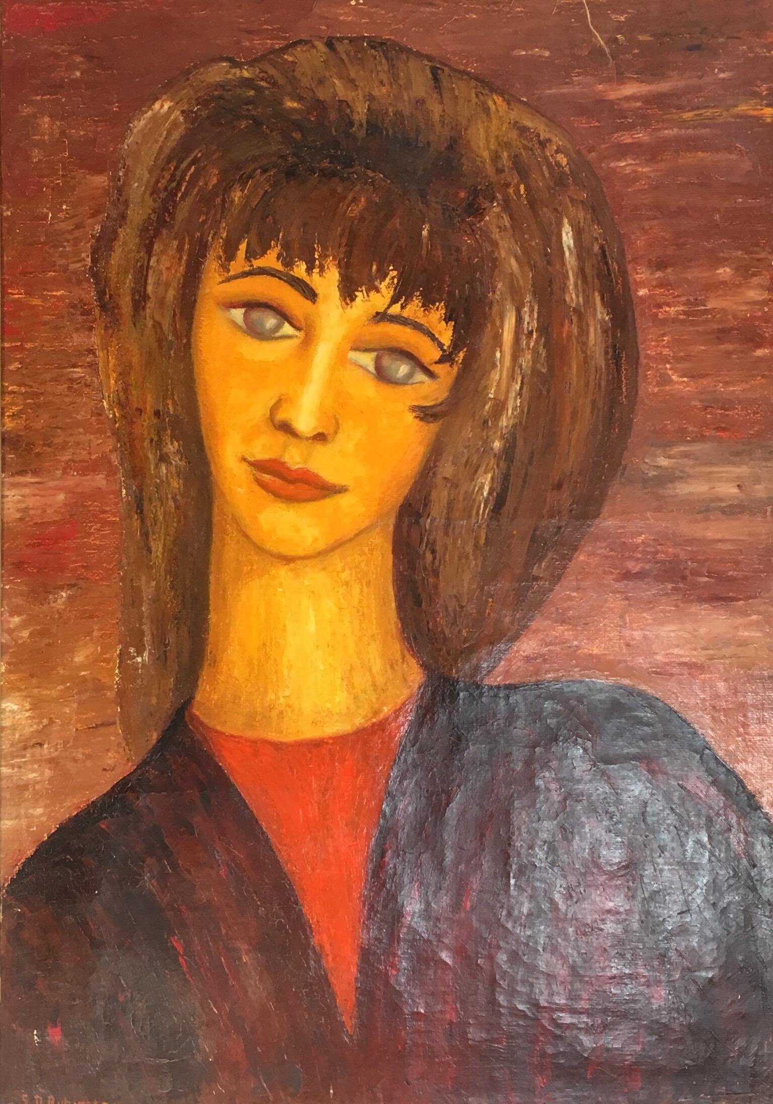 Portrait of Edith Impressionist French Portrait Original Oil Painting Signed
