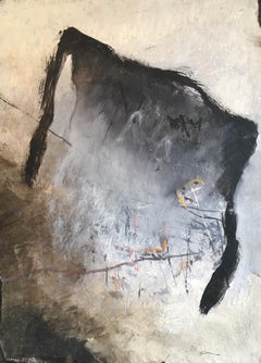 Dark Modern Abstract, French Artist, Original Oil Painting