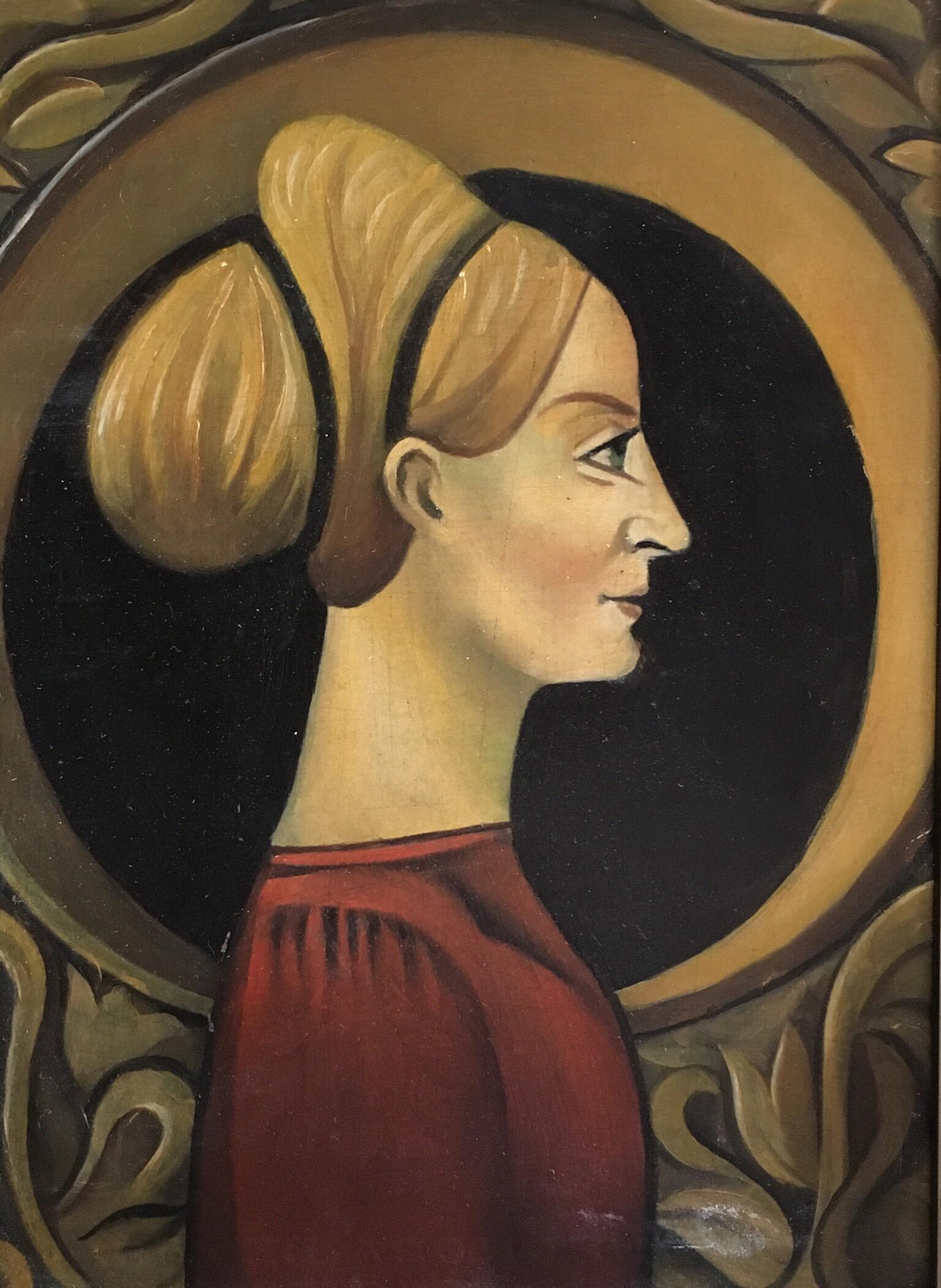Regal Stylised Portrait, Blonde Female Oil Painting on Metal