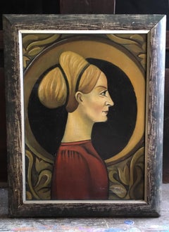 Regal Stylised Portrait, Blonde Female Oil Painting on Metal