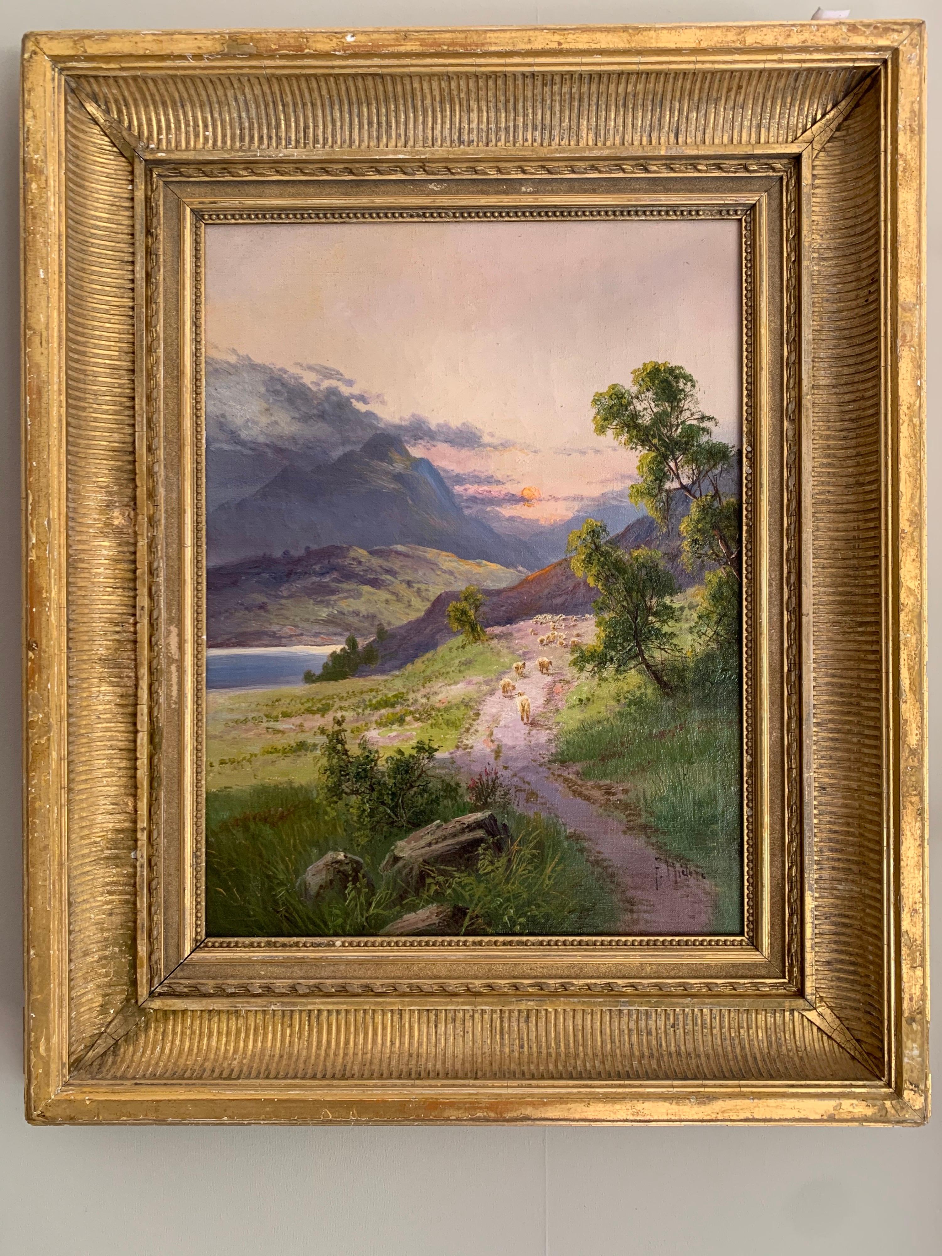 The Highland Path
by Frank Hider (British, 1861-1933)
signed oil painting on canvas, framed
canvas 18 x 14 inches
frame: 22 x 18 inches

provenance: private collection, England

Charming antique oil painting by the well listed and very popular