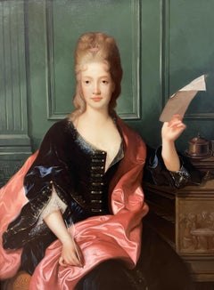 Fine Large Scale Oil Portrait of the Princess of Conti Elaborate Gilt Frame