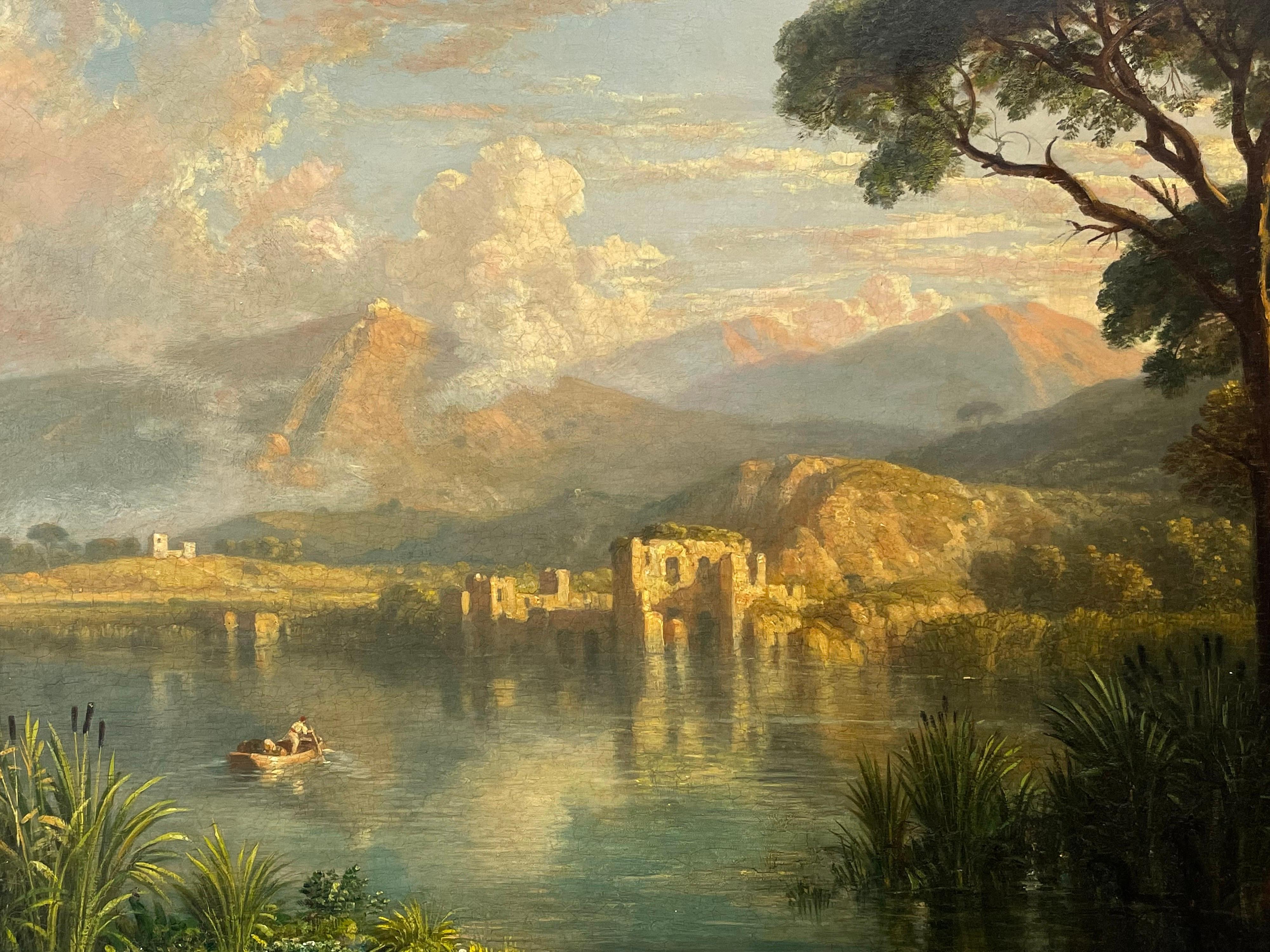 William Havell (1782-1857) Large Grand Tour Oil Painting Lake Avernus at Naples 1