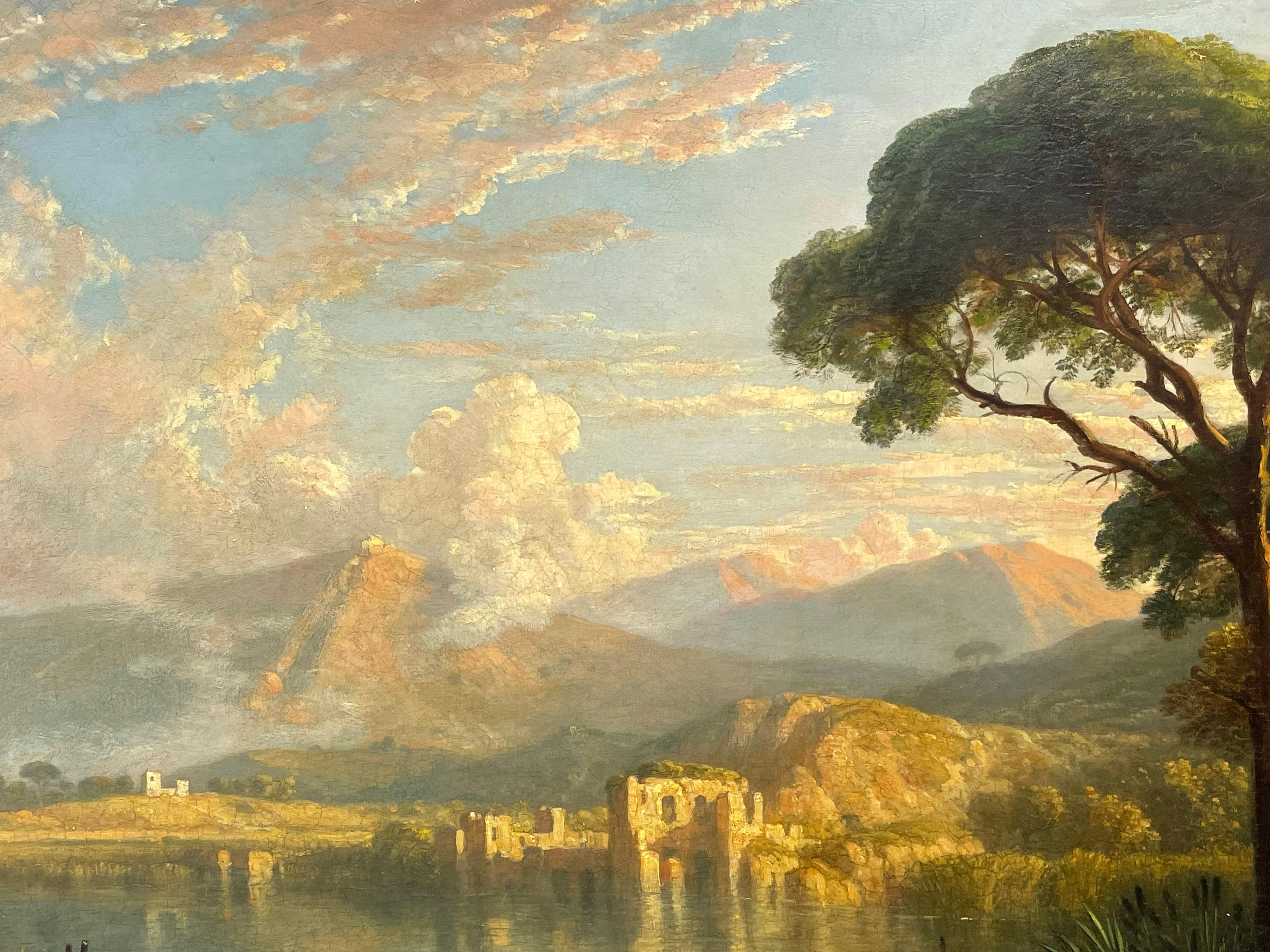 William Havell (1782-1857) Large Grand Tour Oil Painting Lake Avernus at Naples 2