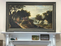 Huge 18th Century French Old Master Oil Painting Christ Preaching to Disciples