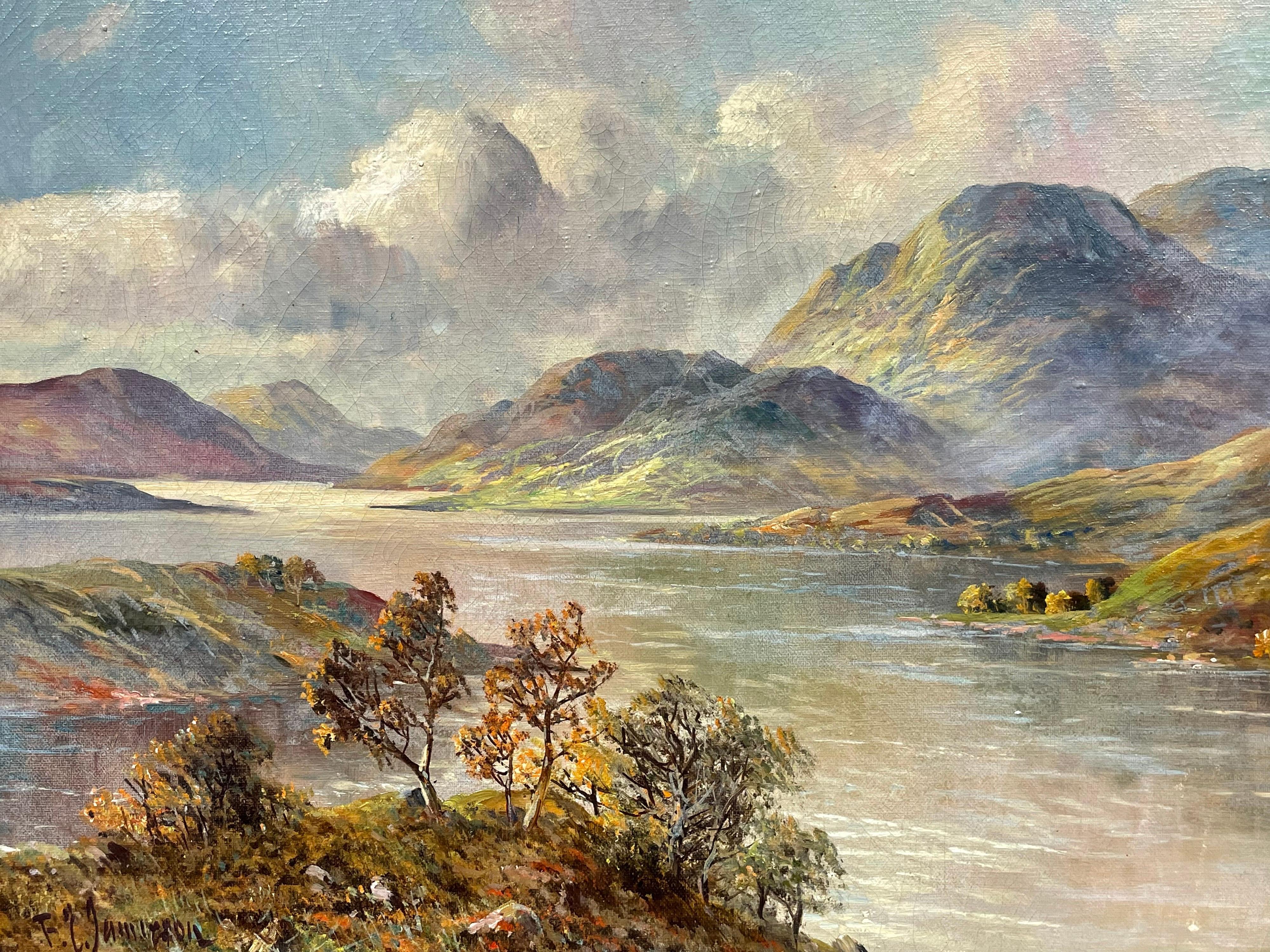 Antique Scottish Highland Loch Katrine in the Trossachs Summer Landscape - Victorian Painting by Francis E. Jamieson