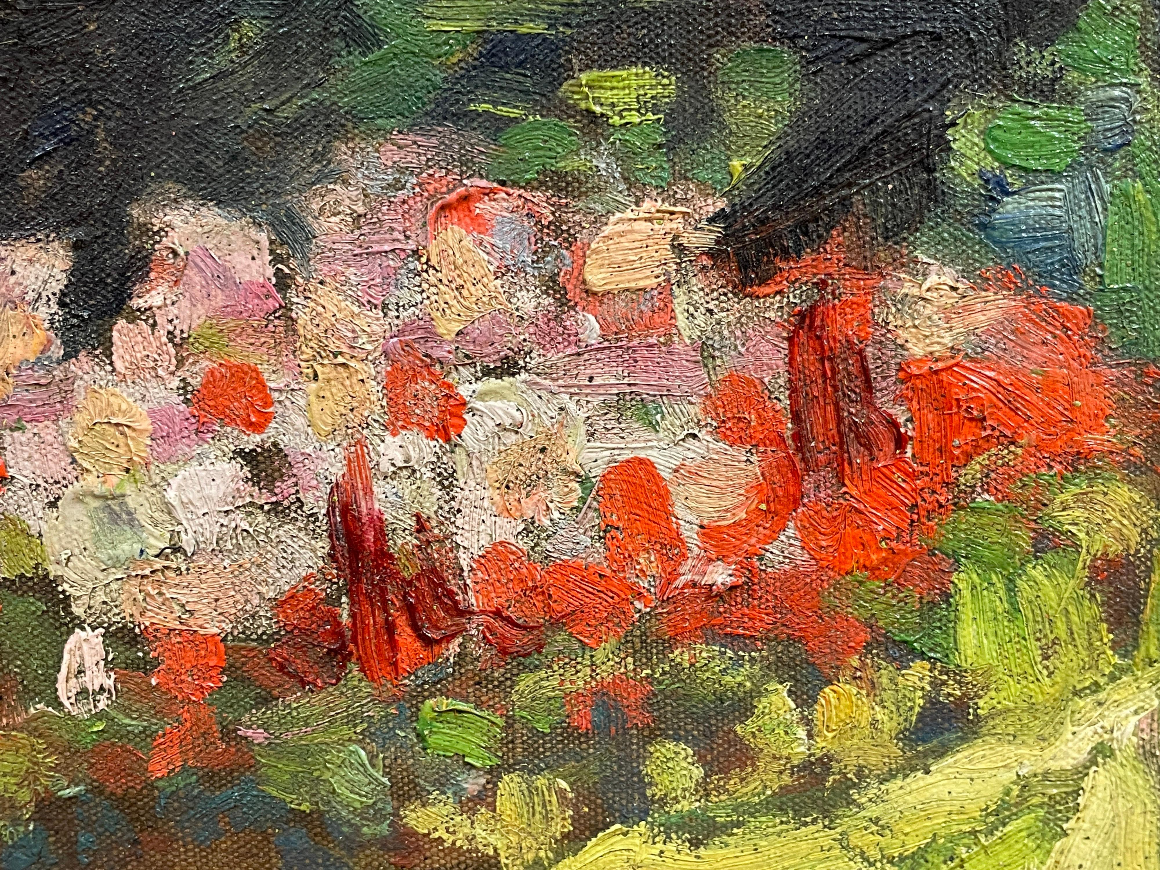 1920's/30's French Les Nabis Original Oil Painting Flower Garden in Parkland 3