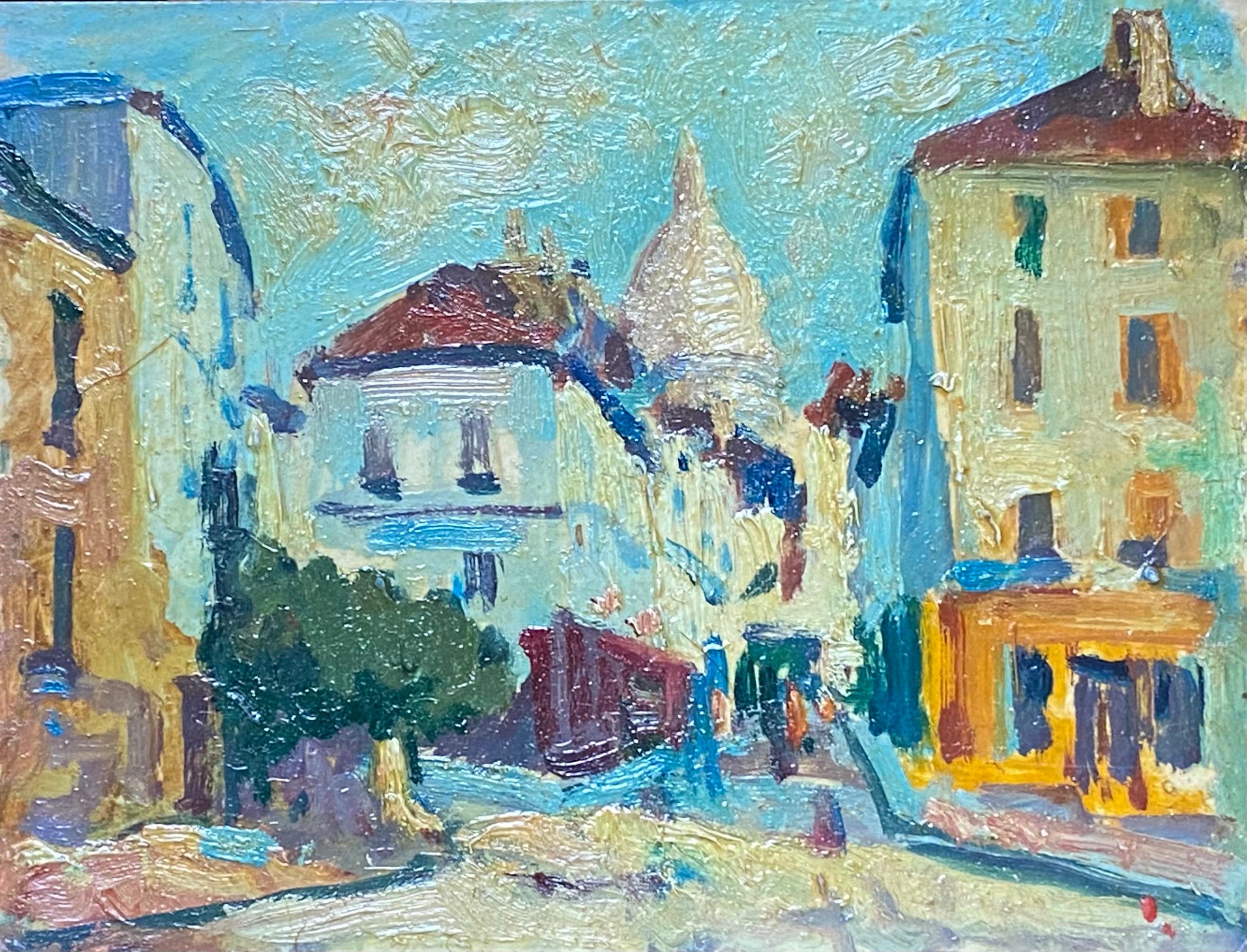 Maurice Mazeilie Figurative Painting - MAURICE MAZEILIE - FRENCH IMPRESSIONIST SIGNED OIL - MONTMARTRE PARIS SACRE CO