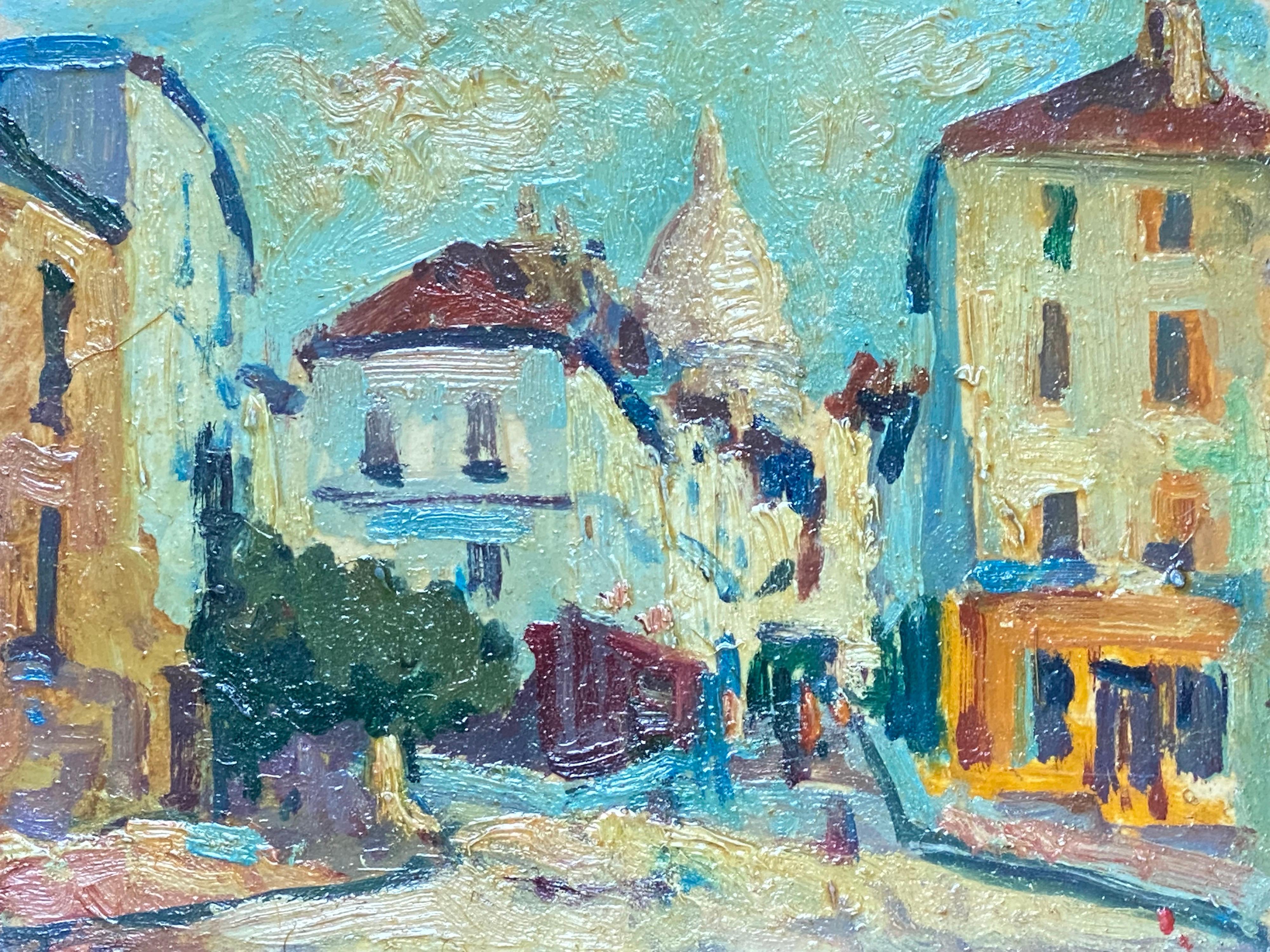 MAURICE MAZEILIE - FRENCH IMPRESSIONIST SIGNED OIL - MONTMARTRE PARIS SACRE CO - Painting by Maurice Mazeilie