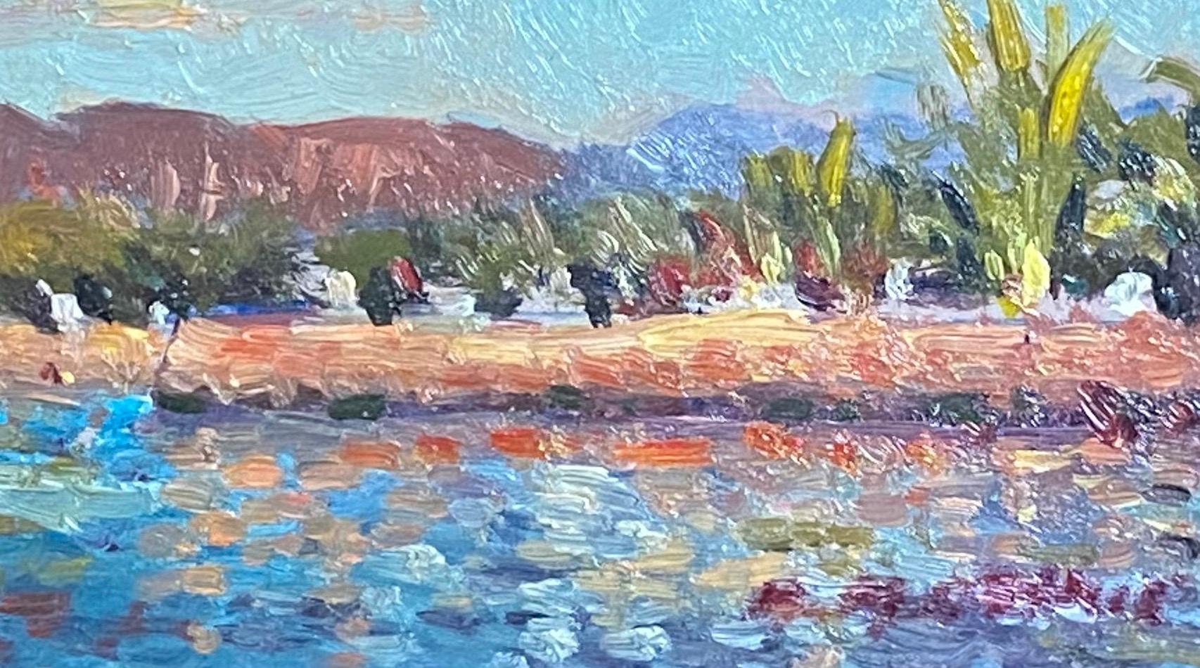 FRENCH IMPRESSIONIST SIGNED OIL - EXOTIC COLOURFUL LANDSCAPE 