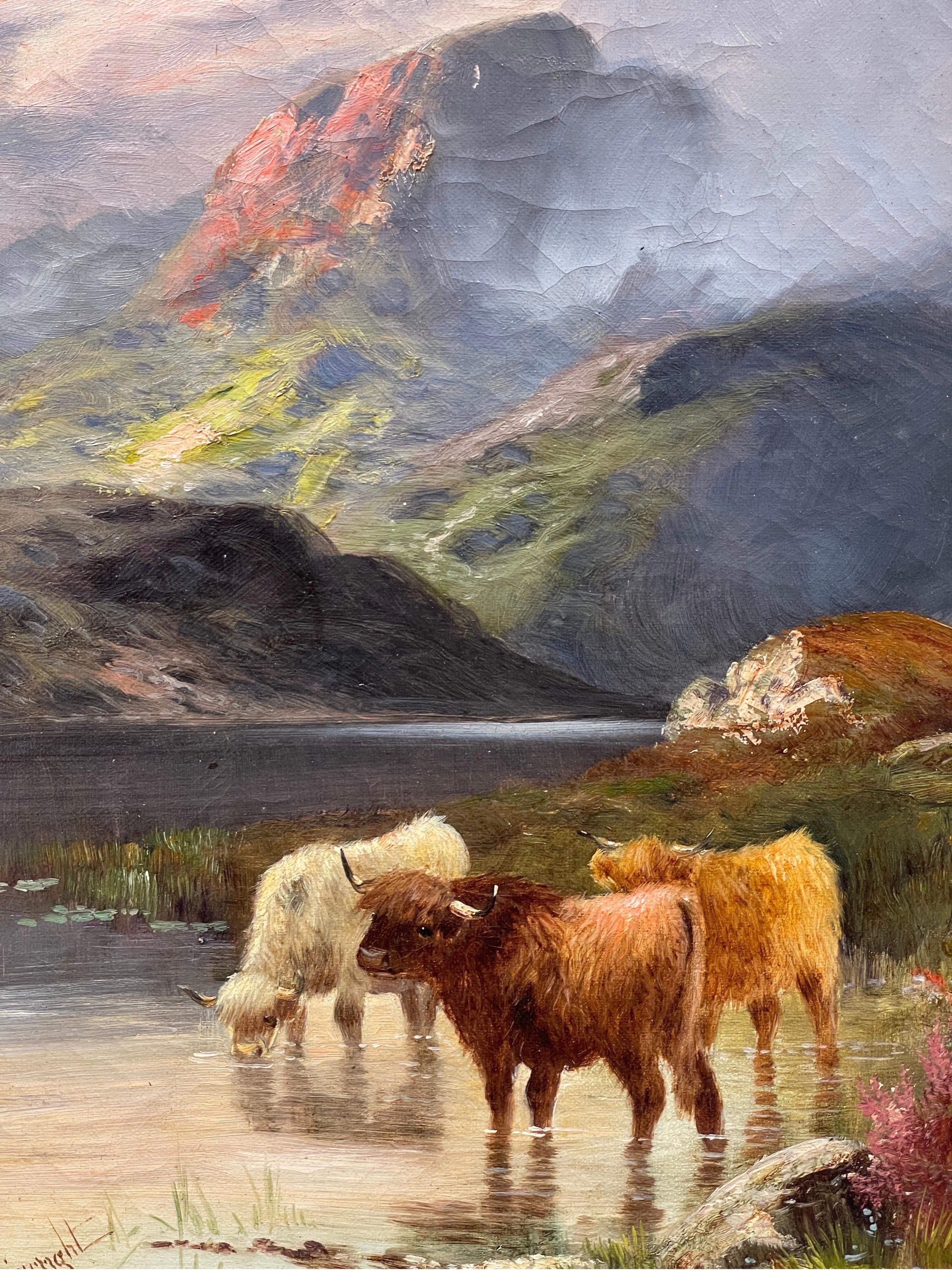 Highland Cattle
by P. Wainwright, circa 1890's
signed lower left corner
oil painting on canvas, framed: 24 x 20 inches
condition: very good and presentable
provenance: from a private UK collection