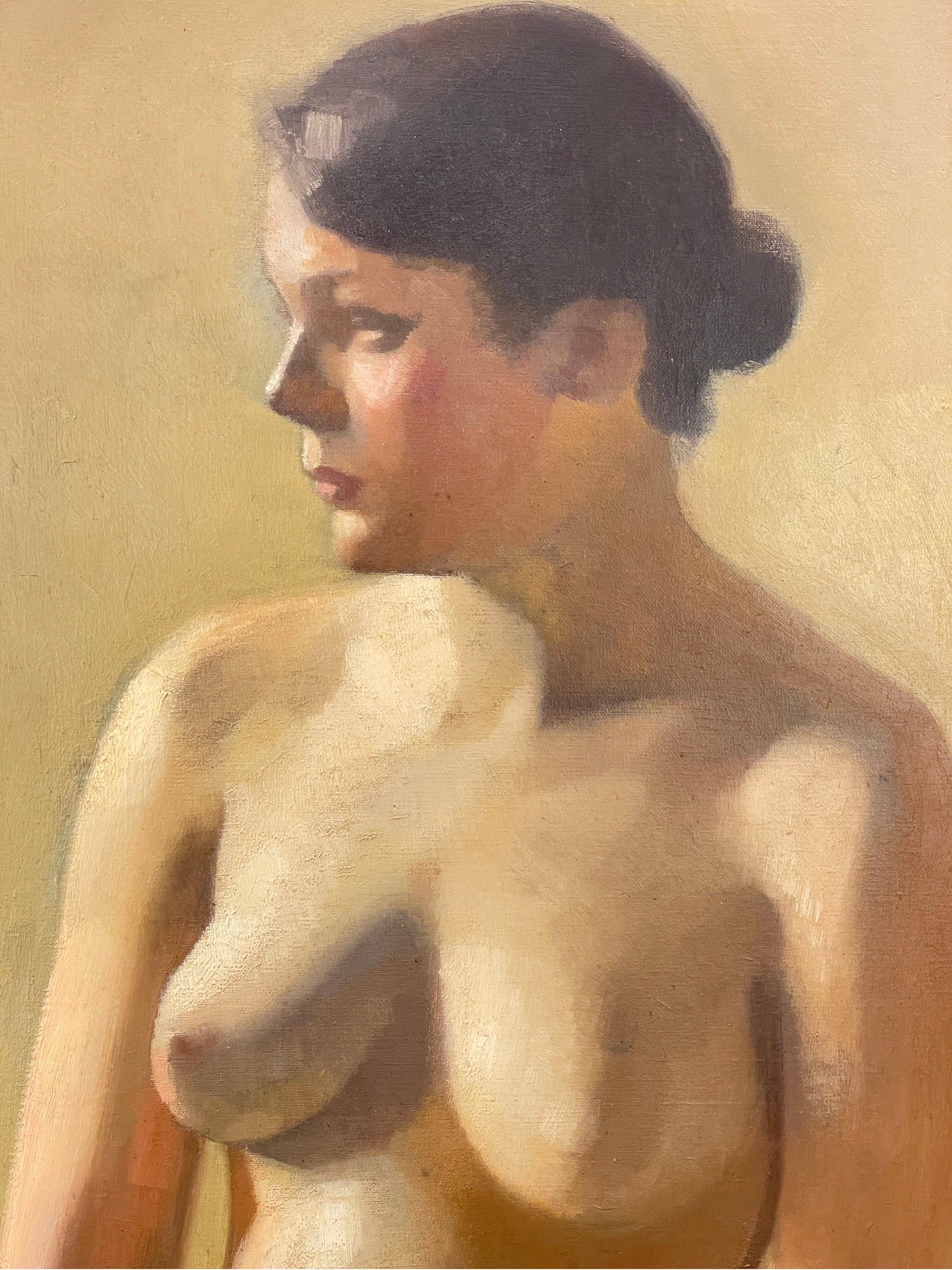 Enormous 1900's Dutch Impressionist Oil Female Nude Portrait, Full Length Nude  2