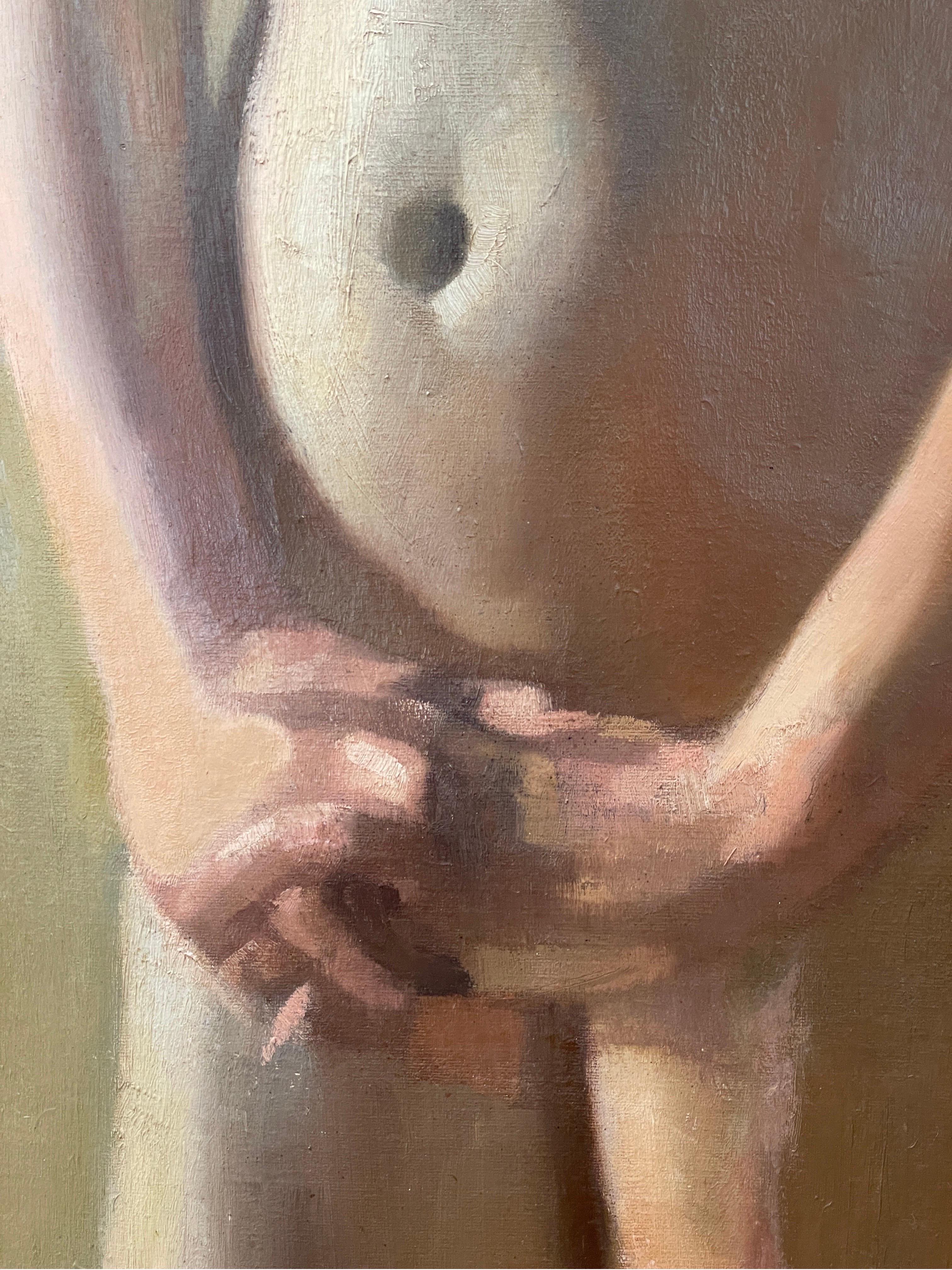 Enormous 1900's Dutch Impressionist Oil Female Nude Portrait, Full Length Nude  4