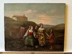 17th Century Dutch Flemish Old Master Oil on Panel Figures Grape Harvest