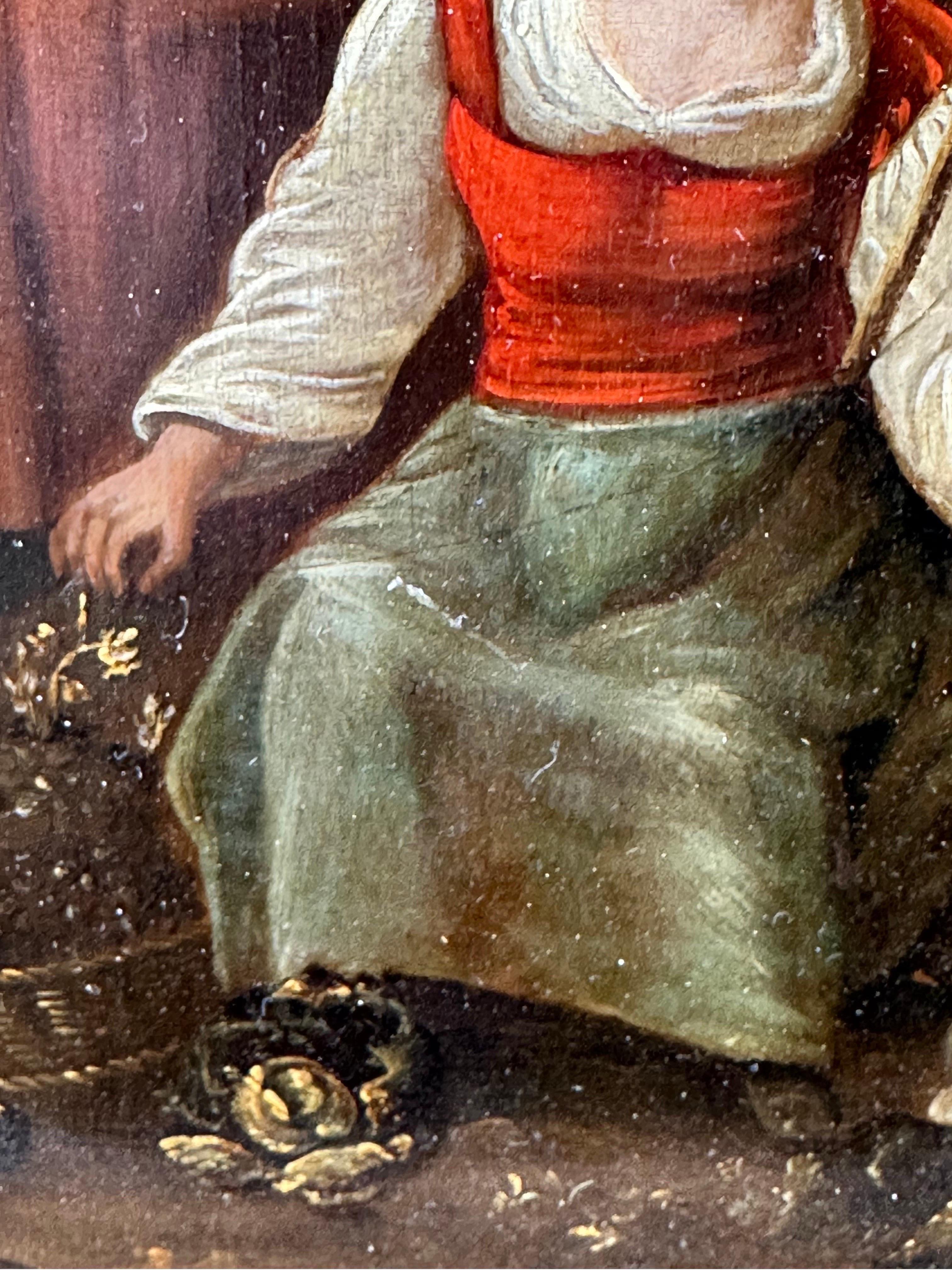 17th Century Dutch Flemish Old Master Oil on Panel Figures Grape Harvest For Sale 7