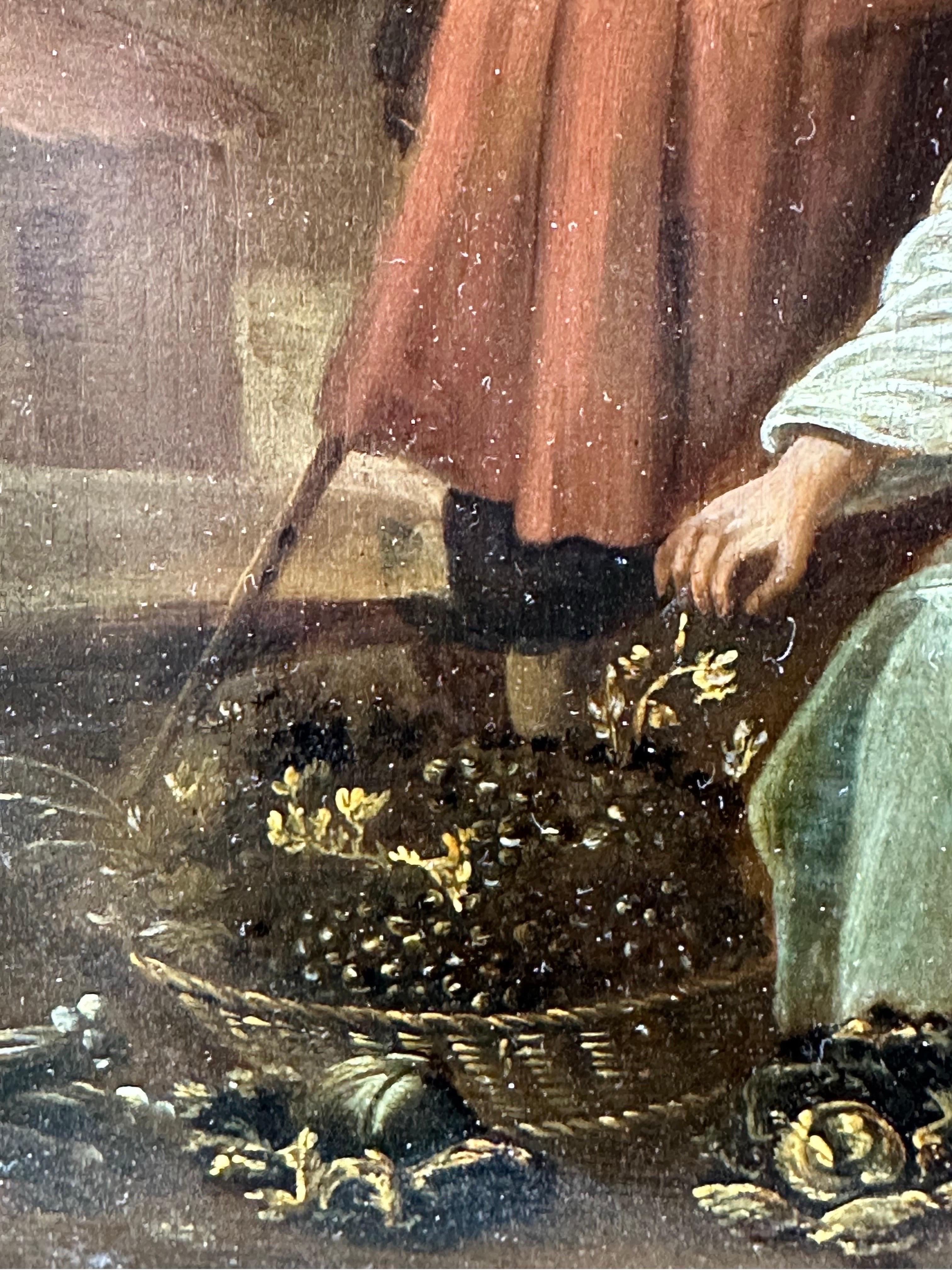 17th Century Dutch Flemish Old Master Oil on Panel Figures Grape Harvest For Sale 8