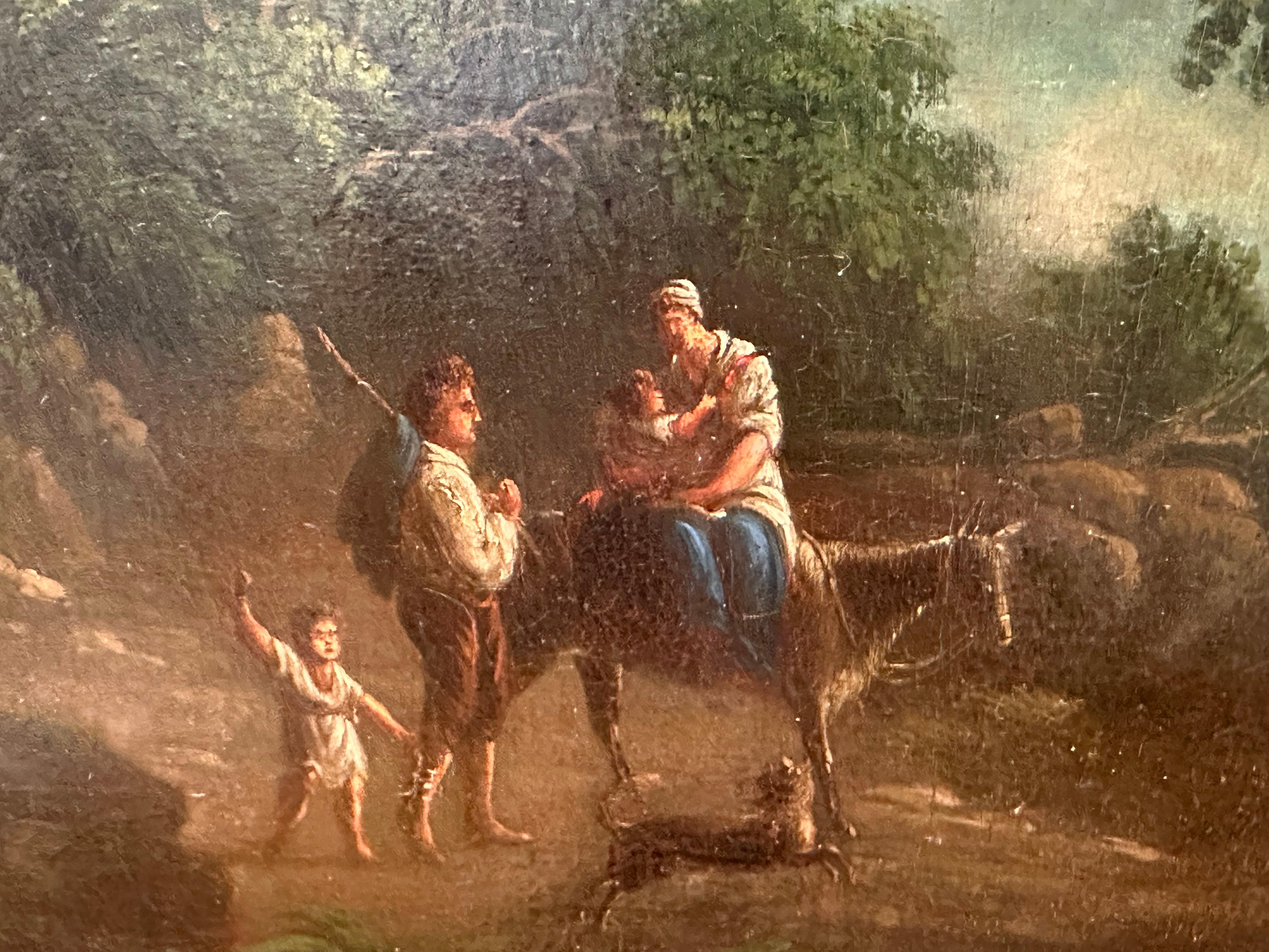 Großes italienisches romantisches, klassisches Landschaftsgemälde mit goldenem Sonnenuntergang, 1800er Jahre im Angebot 5