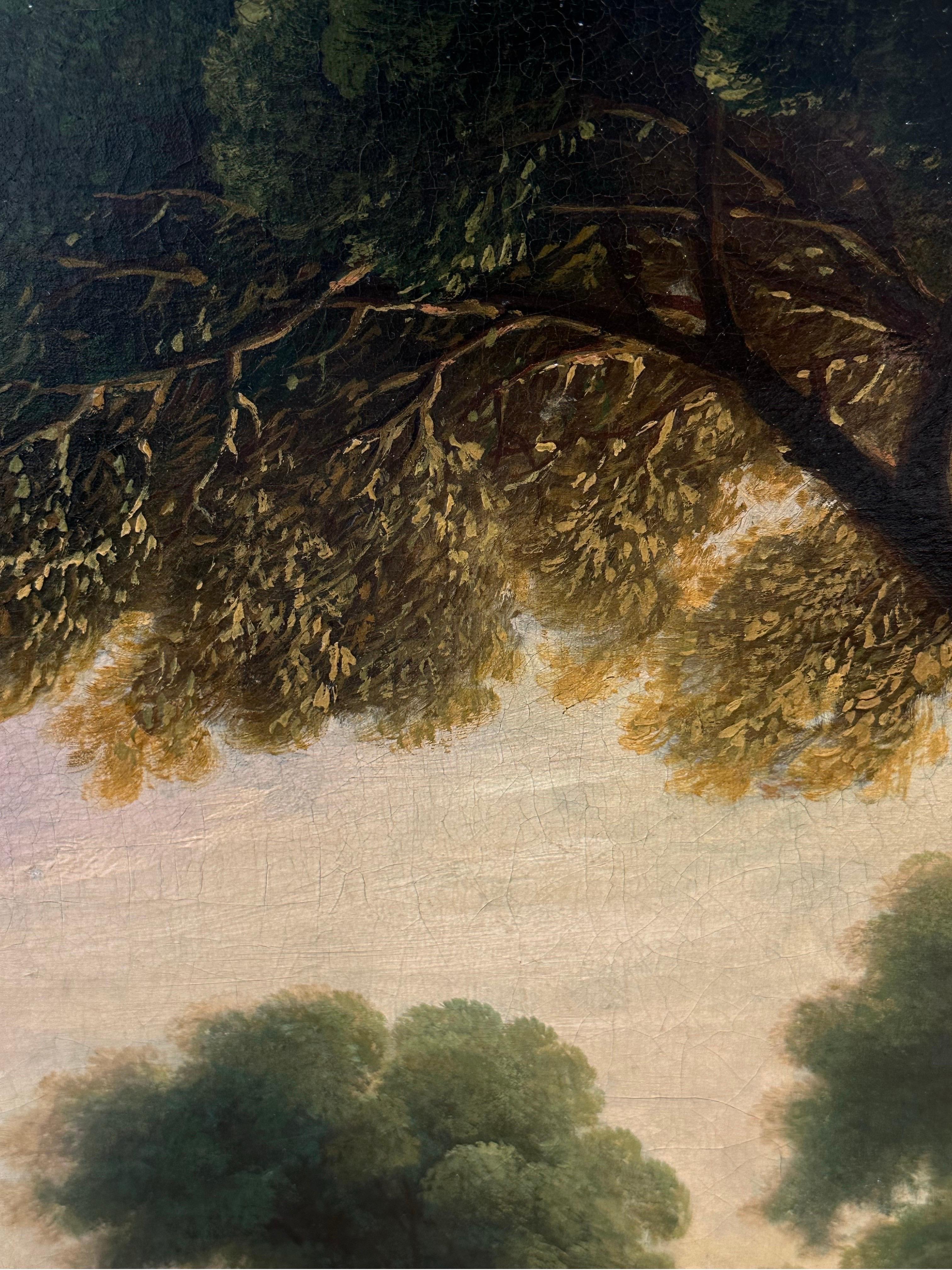 Großes italienisches romantisches, klassisches Landschaftsgemälde mit goldenem Sonnenuntergang, 1800er Jahre im Angebot 8