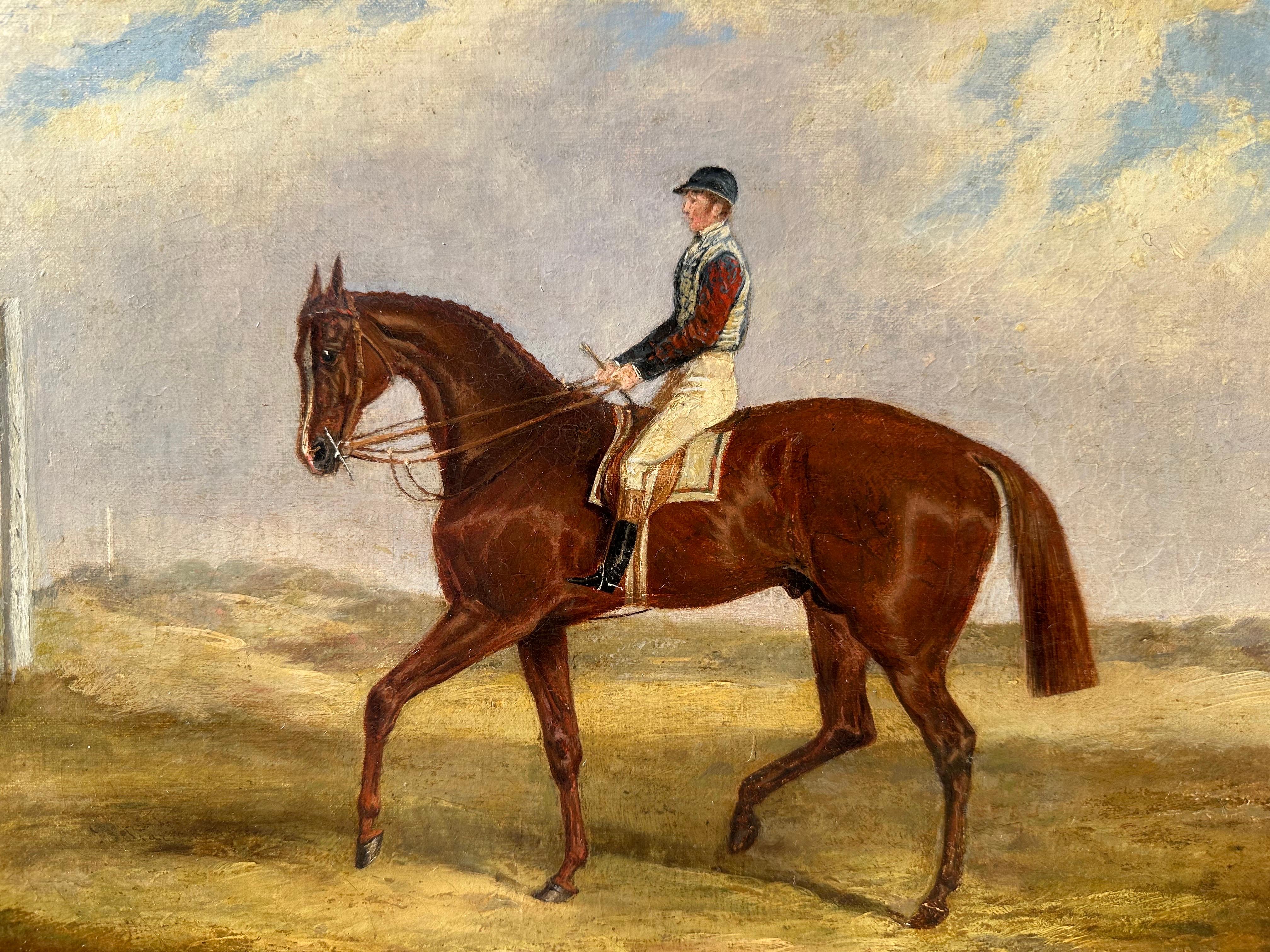 Fine Original 1830's Signed Oil Painting Portrait of Derby Winner Racehorse For Sale 3