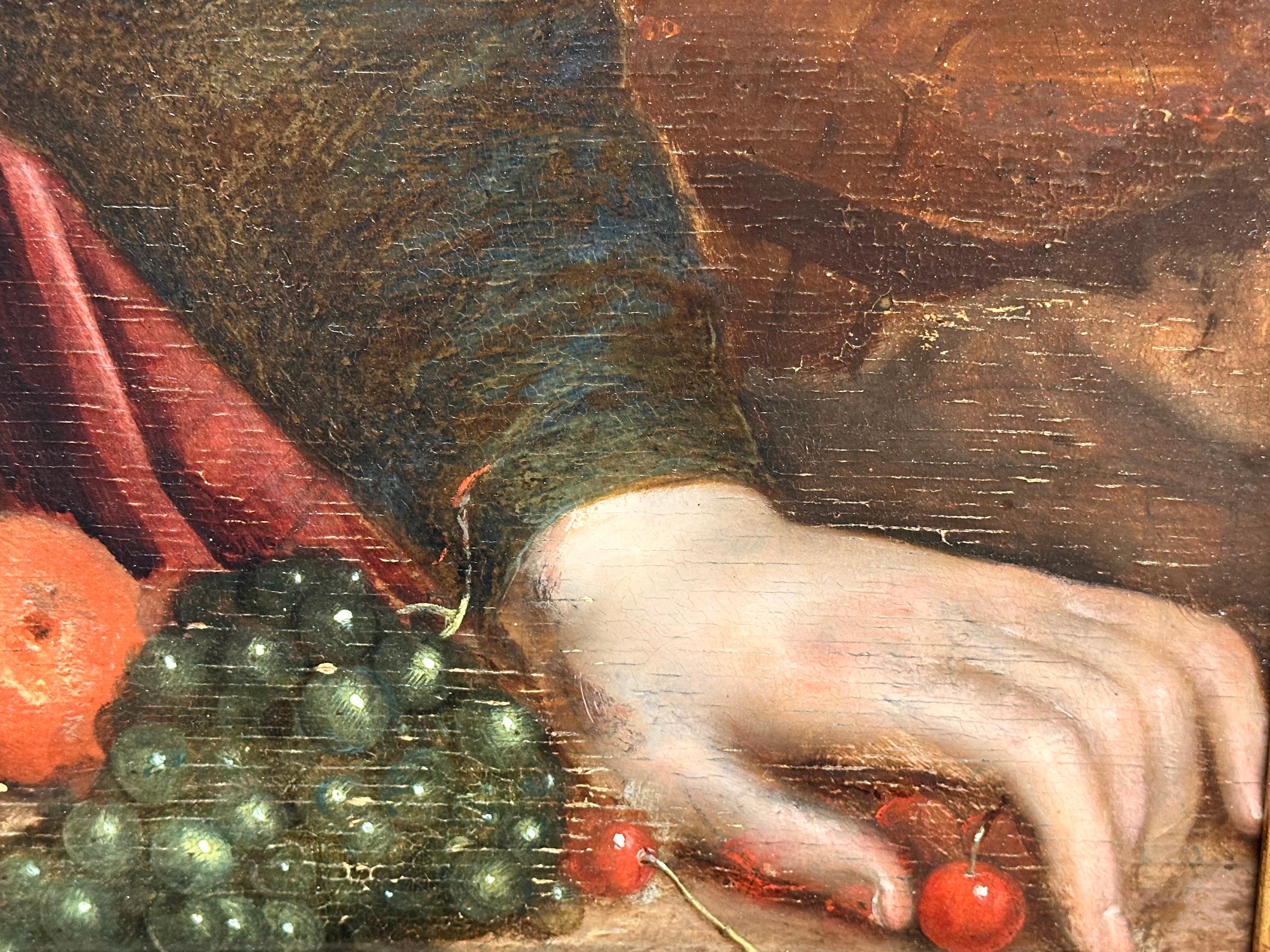 Pregevole olio su pannello di un vecchio maestro fiammingo del XVI secolo La Sacra Famiglia Qualità del Museo 6