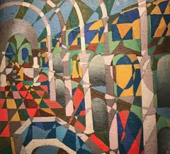 Amazing Mid 20th Century Cubist Abstract Geometric Oil Painting - Listed Artist