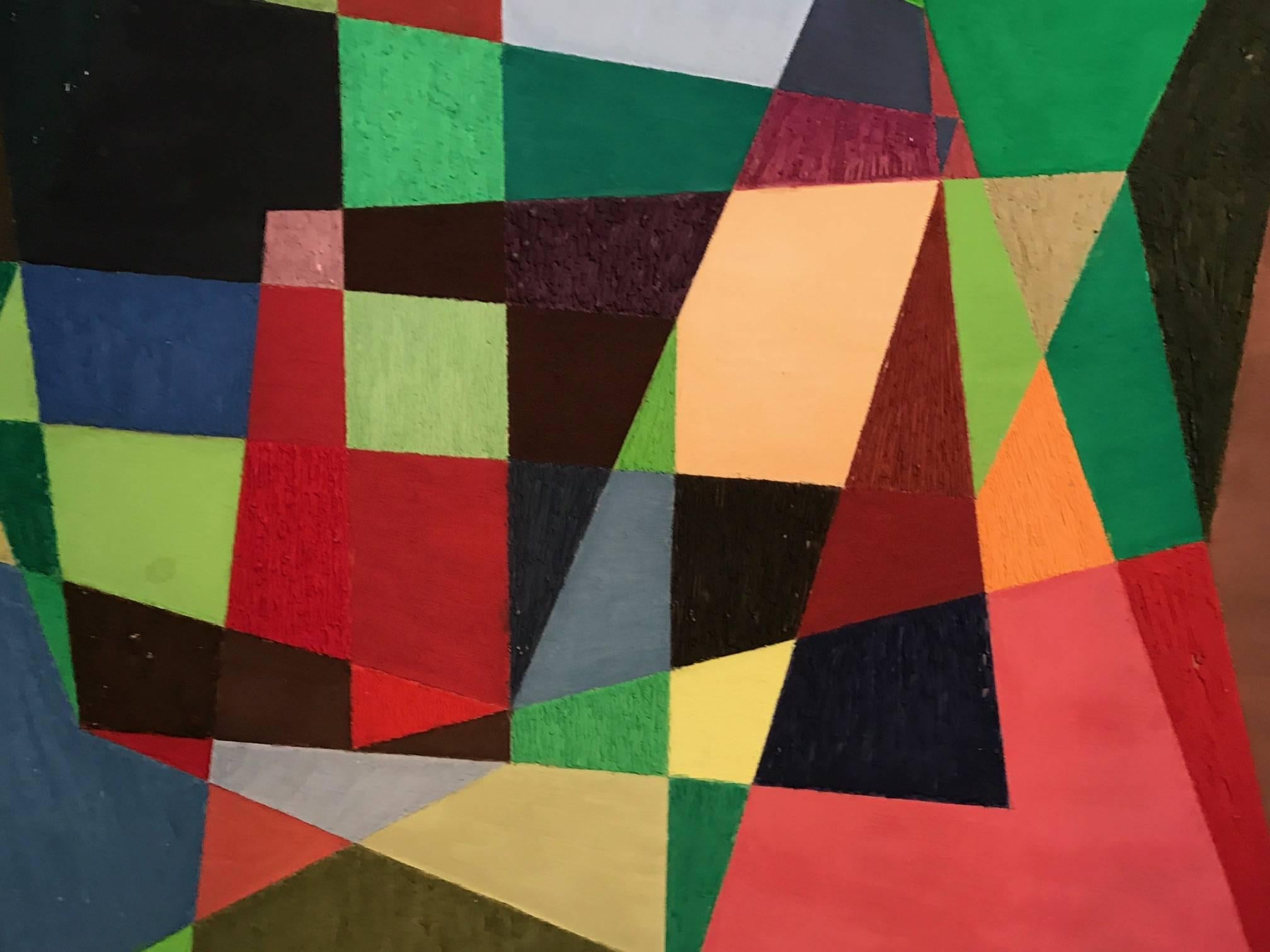 Impresionante Pintura al Óleo Abstracta Geométrica Original - Artista Británico - Painting de Douglas Herbert Courtenay Auburn