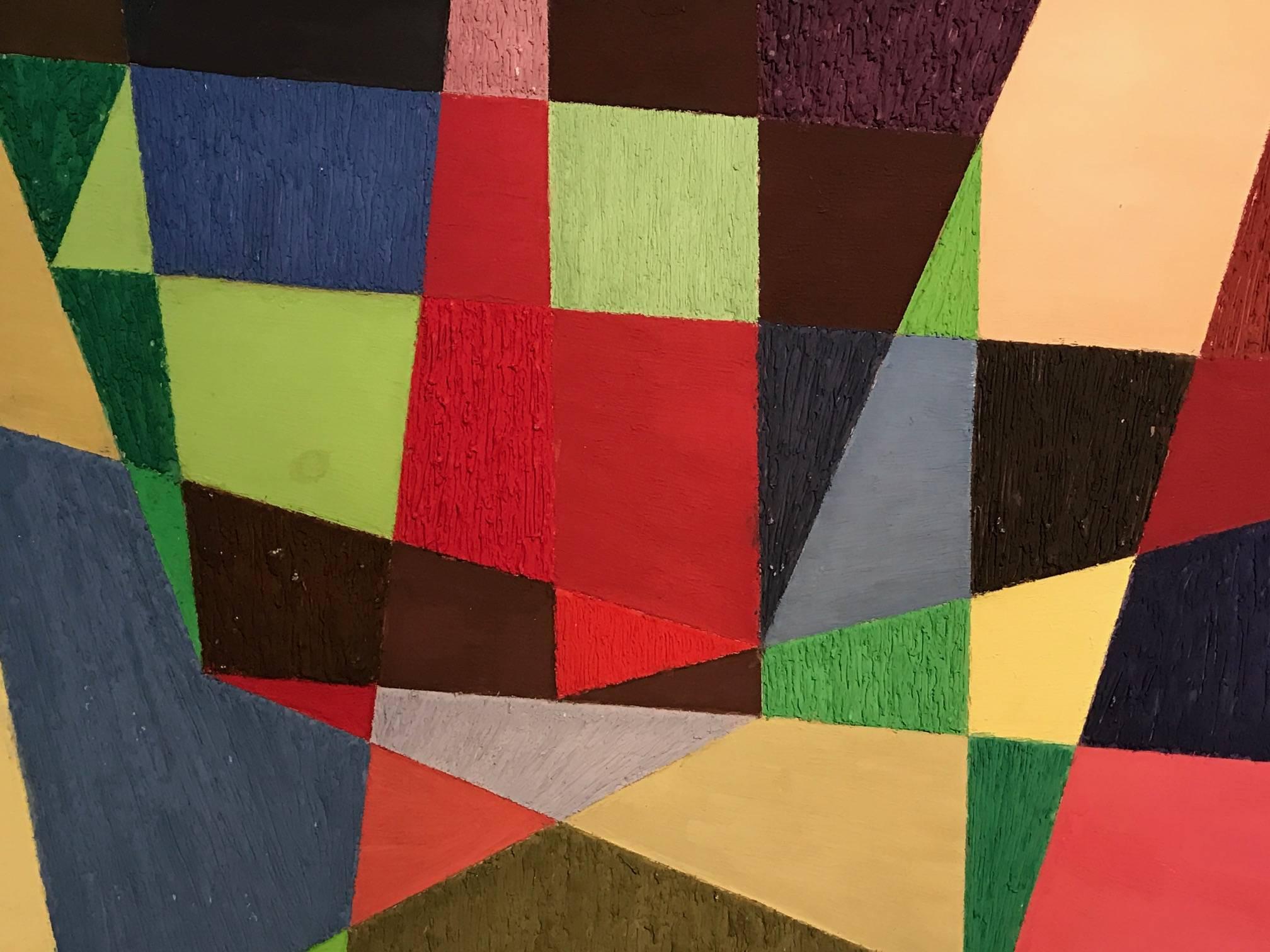 Impresionante Pintura al Óleo Abstracta Geométrica Original - Artista Británico - Abstract Painting Marrón de Douglas Herbert Courtenay Auburn