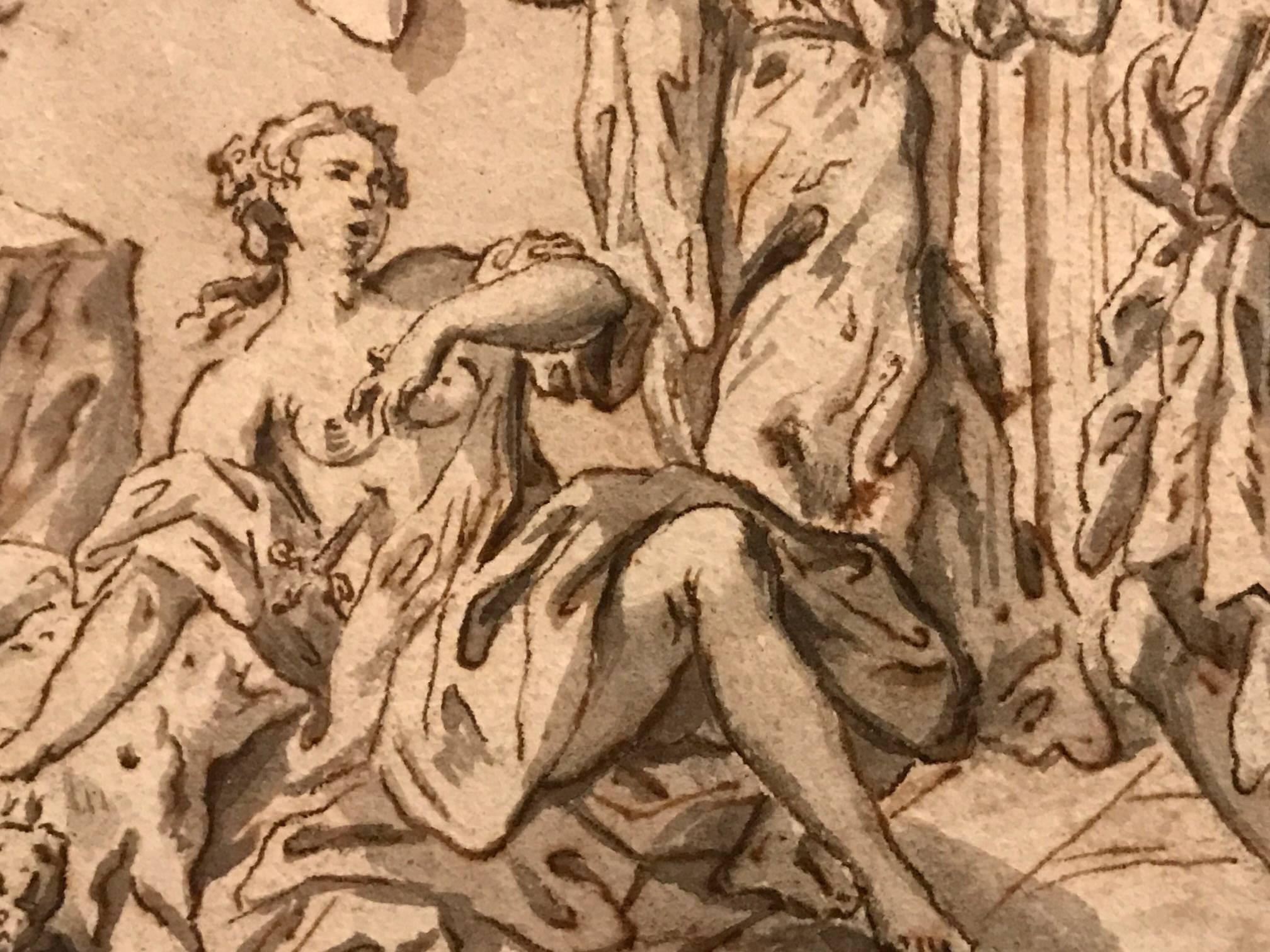 1700's Italian Baroque Old Master Drawing - Death of Lucretia - Sebastiano Ricci 2