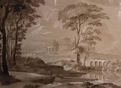 Set of 4 Arcadian Landscape 18th Century Italian Grand Tour Original Paintings