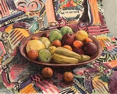 Fruit & Fabric - Stunning Still Life Fruit - Amazing Colours - Signed Oil