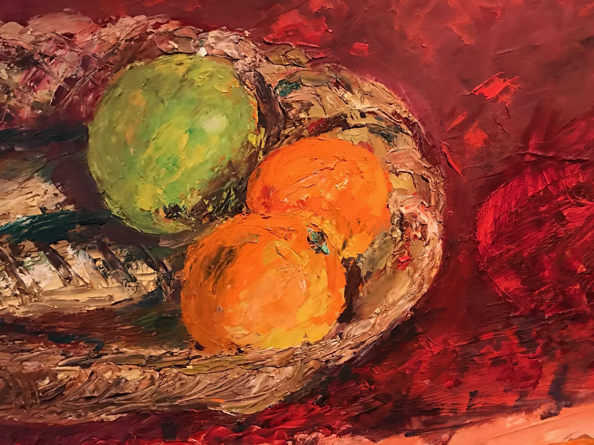 Mid 20thC English Post-Impressionist Still Life Oil - Apple & Oranges 5