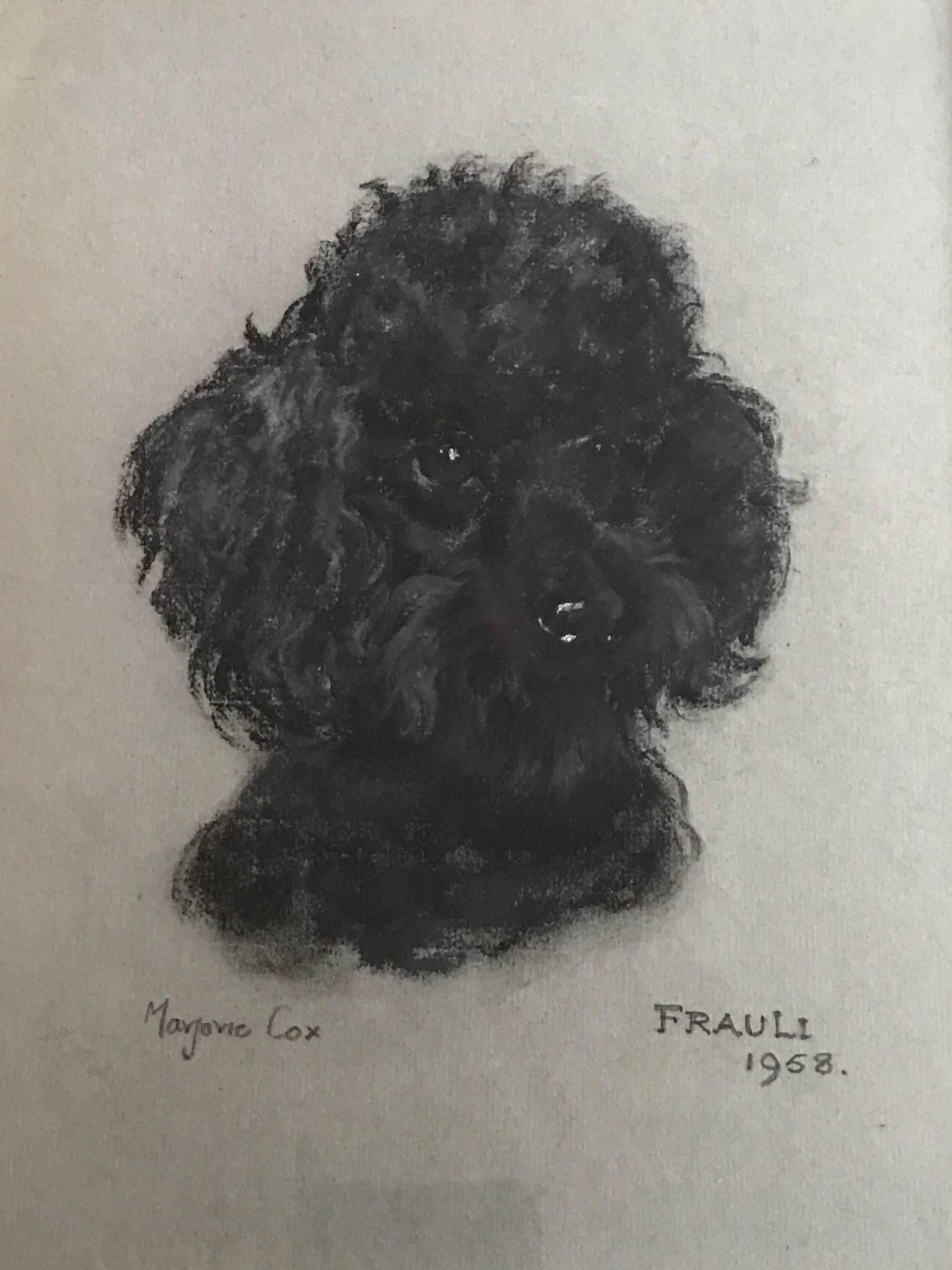 Marjorie Cox Animal Art - Portrait of a Poodle - Superb 1960's English Dog Pastel