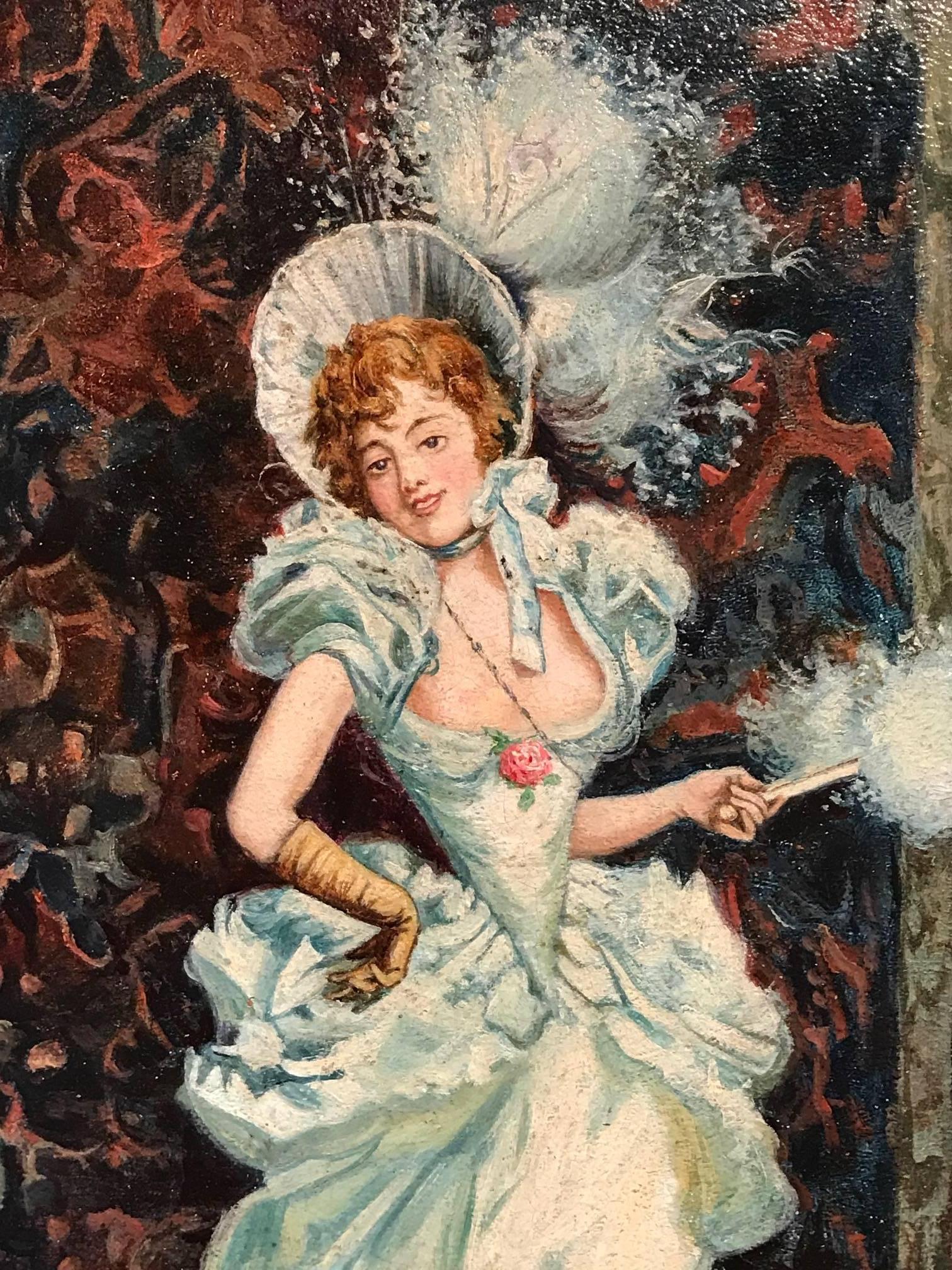 Belle Epoque Gaiety Girl - Antique British Oil Painting 1
