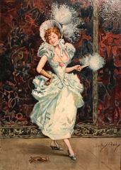 Belle Epoque Gaiety Girl - Antique British Oil Painting