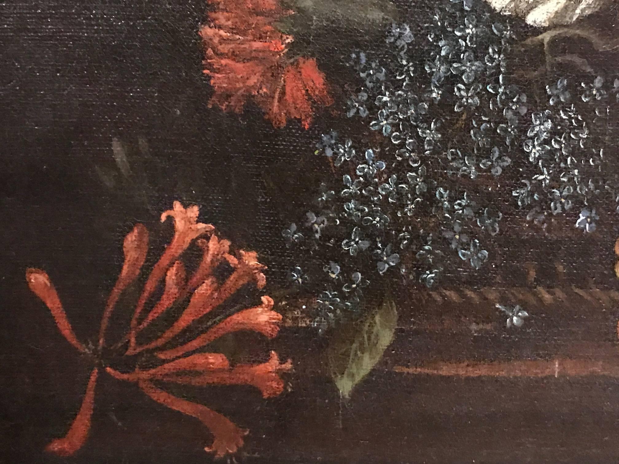 17th Century Flemish Baroque Old Master Flower Oil Painting - Brown Still-Life Painting by Unknown