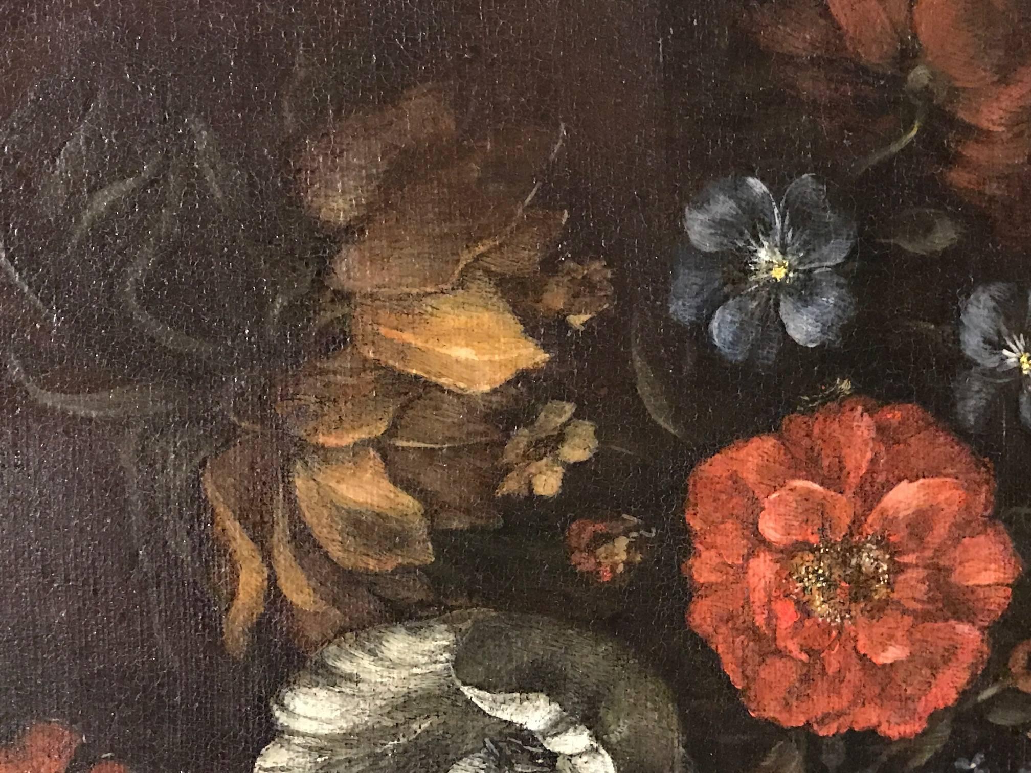 17th Century Flemish Baroque Old Master Flower Oil Painting 3