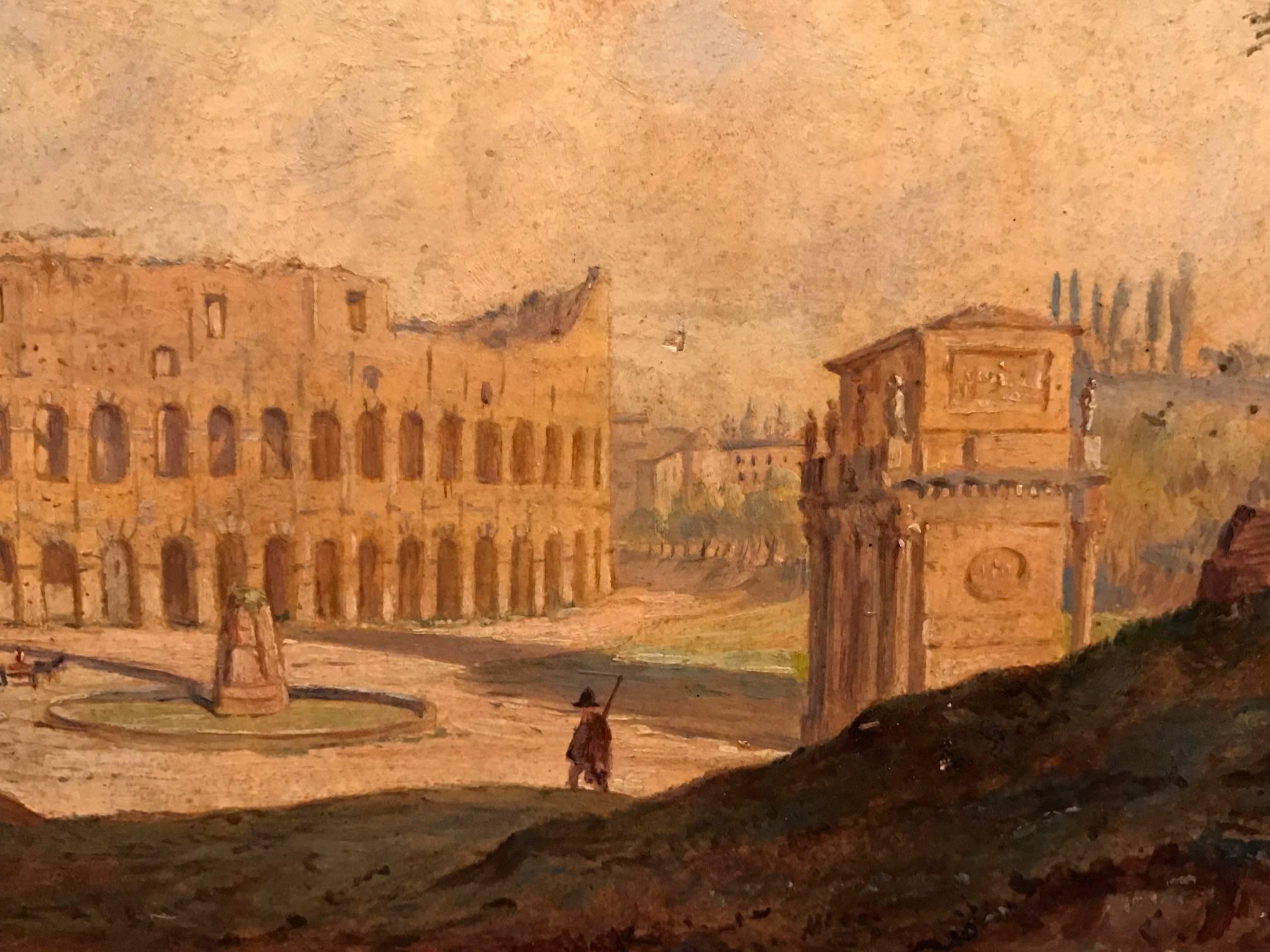 Unknown The Colosseum, Rome. Fine 19th Century Oil Painting Grand