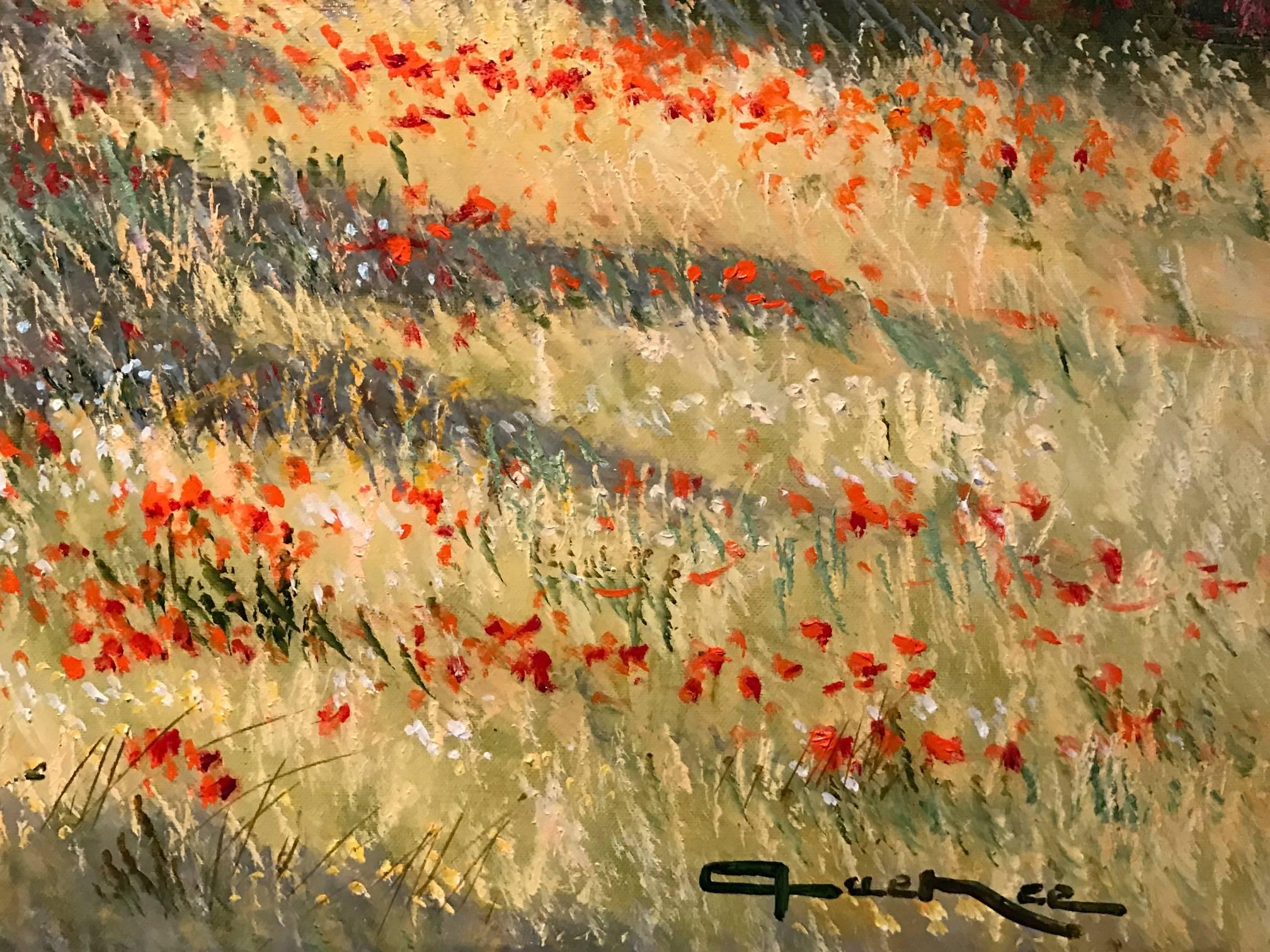 St. Tropez Poppy Fields & Old Town - Large French Impressionist Oil Painting 3