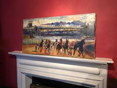 Harness Racing Cote d'Azur - Large French Oil Painting