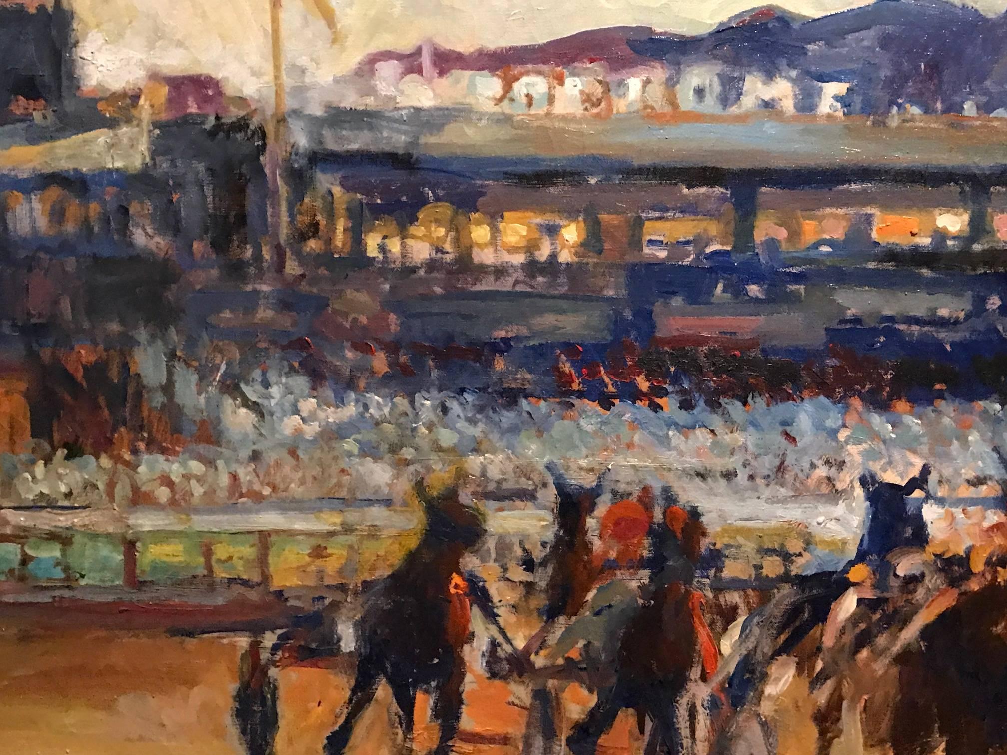Harness Racing Cote d'Azur - Large French Oil Painting 1