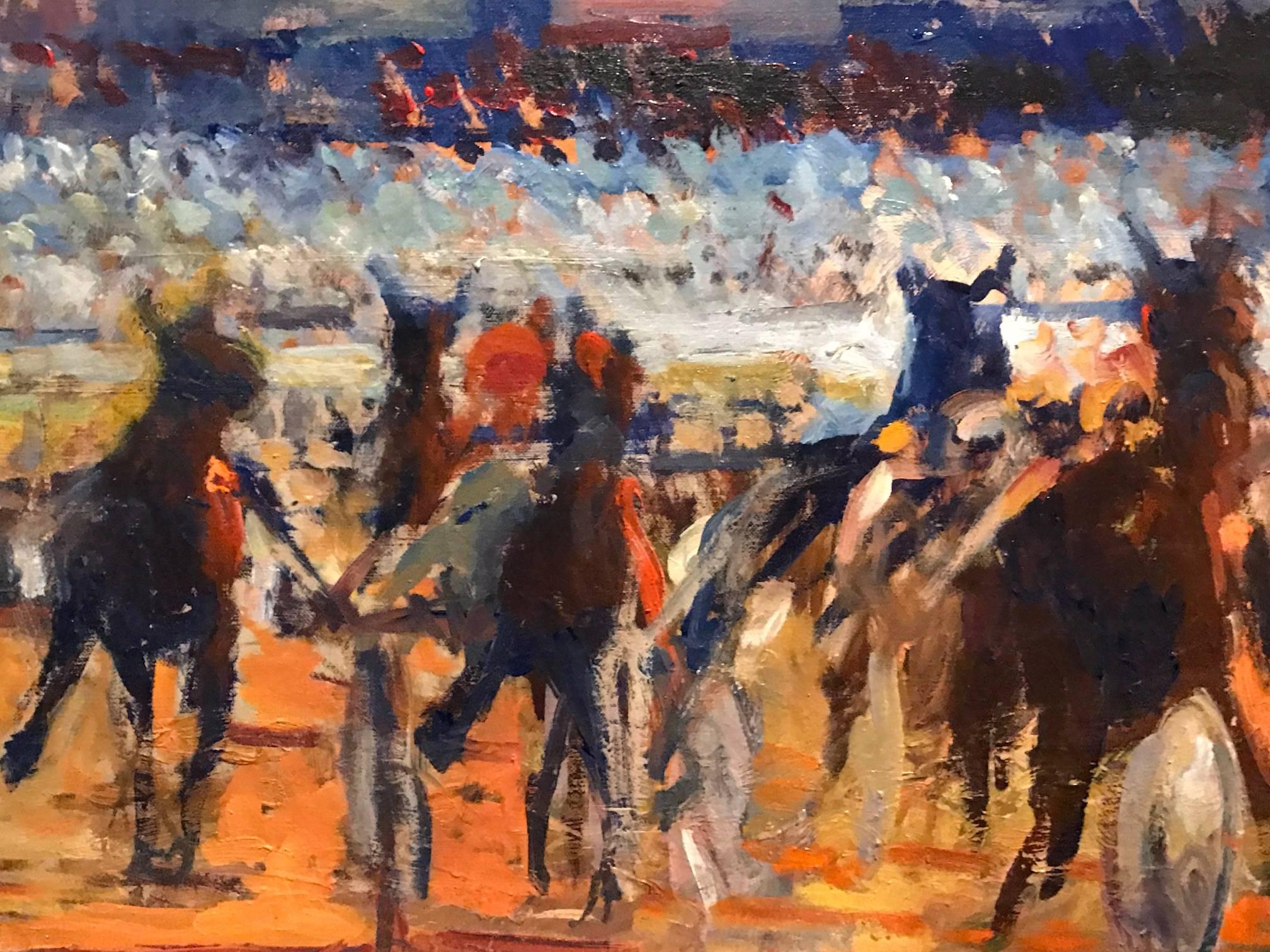 Harness Racing Cote d'Azur - Large French Oil Painting 2