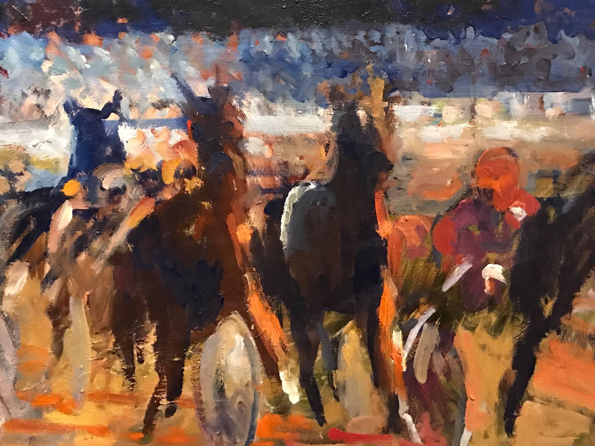 Harness Racing Cote d'Azur - Large French Oil Painting 3