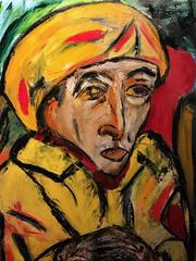 Auffälliges französisches expressionistisches Ölgemälde - Kopfporträt