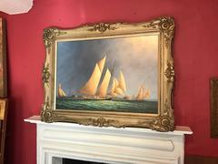 Racing Clippers at Sea under Storm Clouds - Very Large Oil Painting
